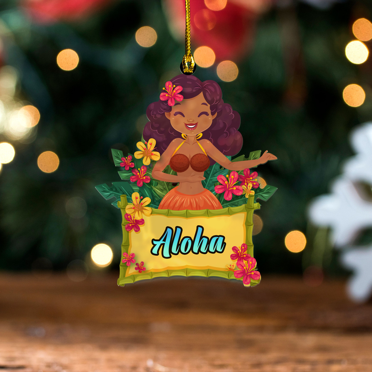 Hawaii Acrylic And Wooden Ornament Hula Girls Hibiscus Flowers Funny Style