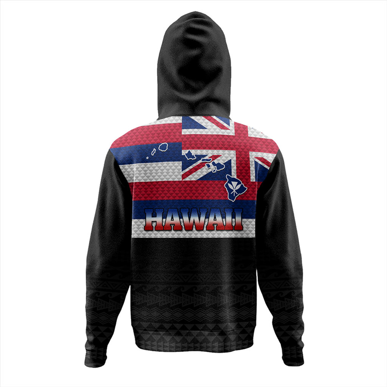 Hawaii Hoodie Flag And Map Kakau Pattern