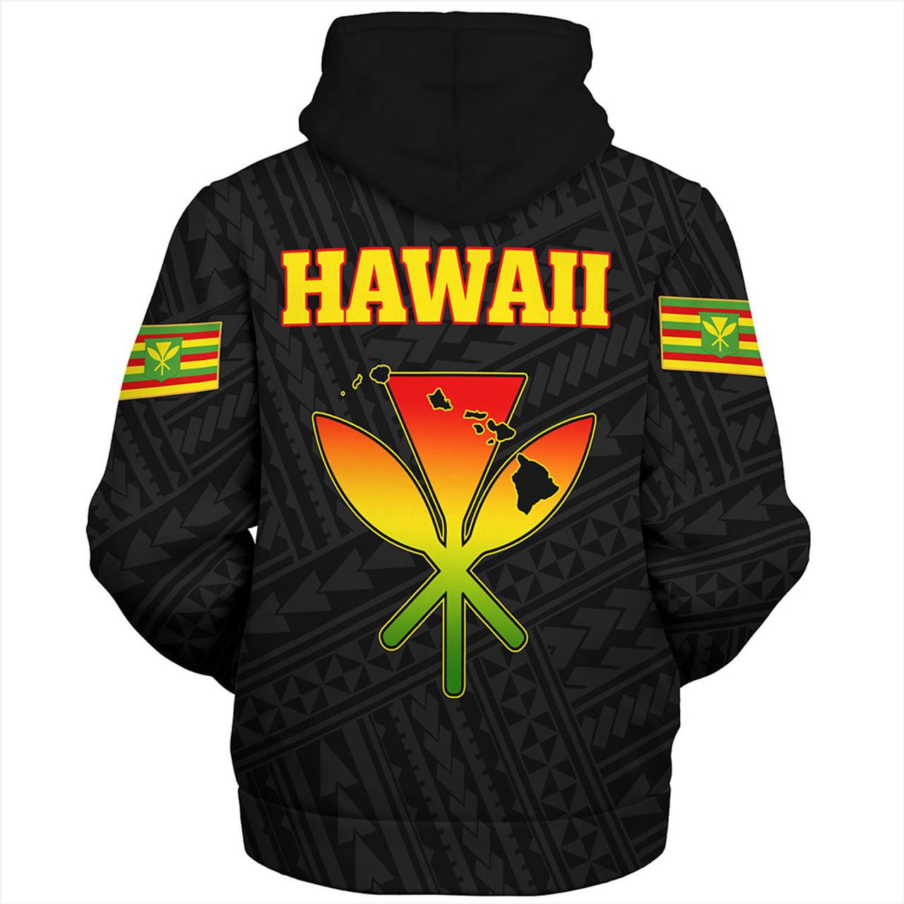 Hawaii Sherpa Hoodie Kanaka Maoli Floral Puakenikeni Lei Reggae