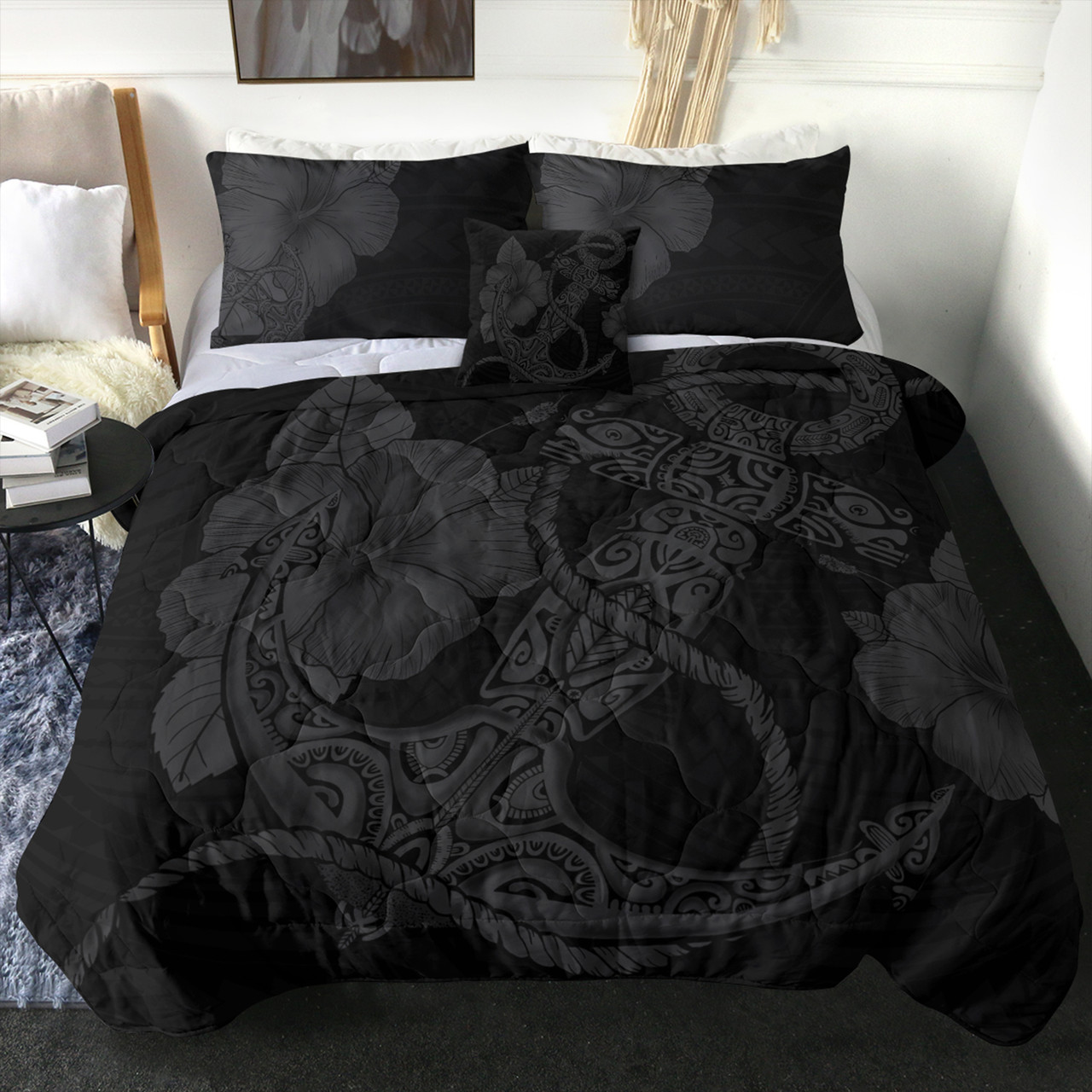 Hawaii Comforter Anchor Poly Tribal Gray