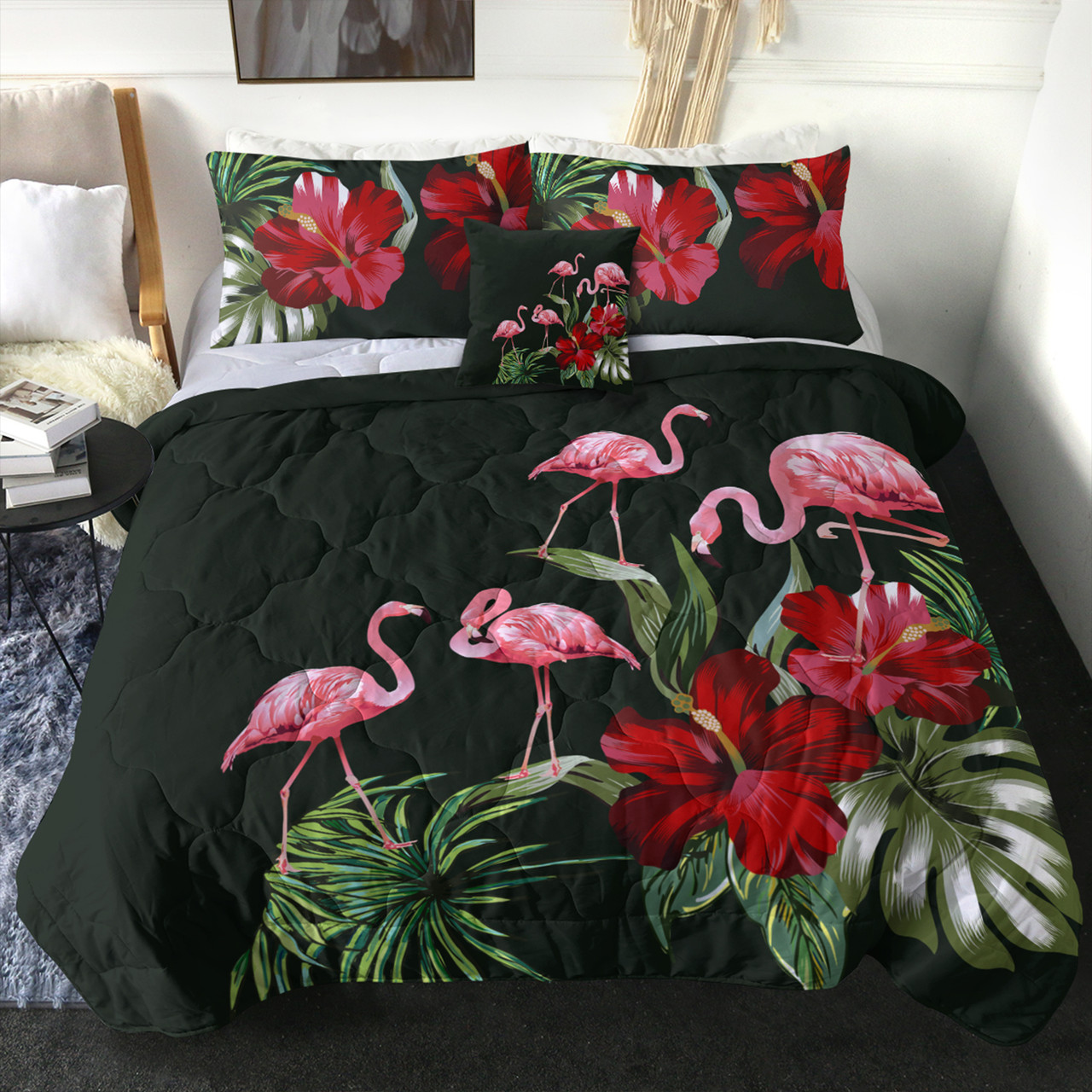 Hawaii Comforter Hibiscus Flamingo