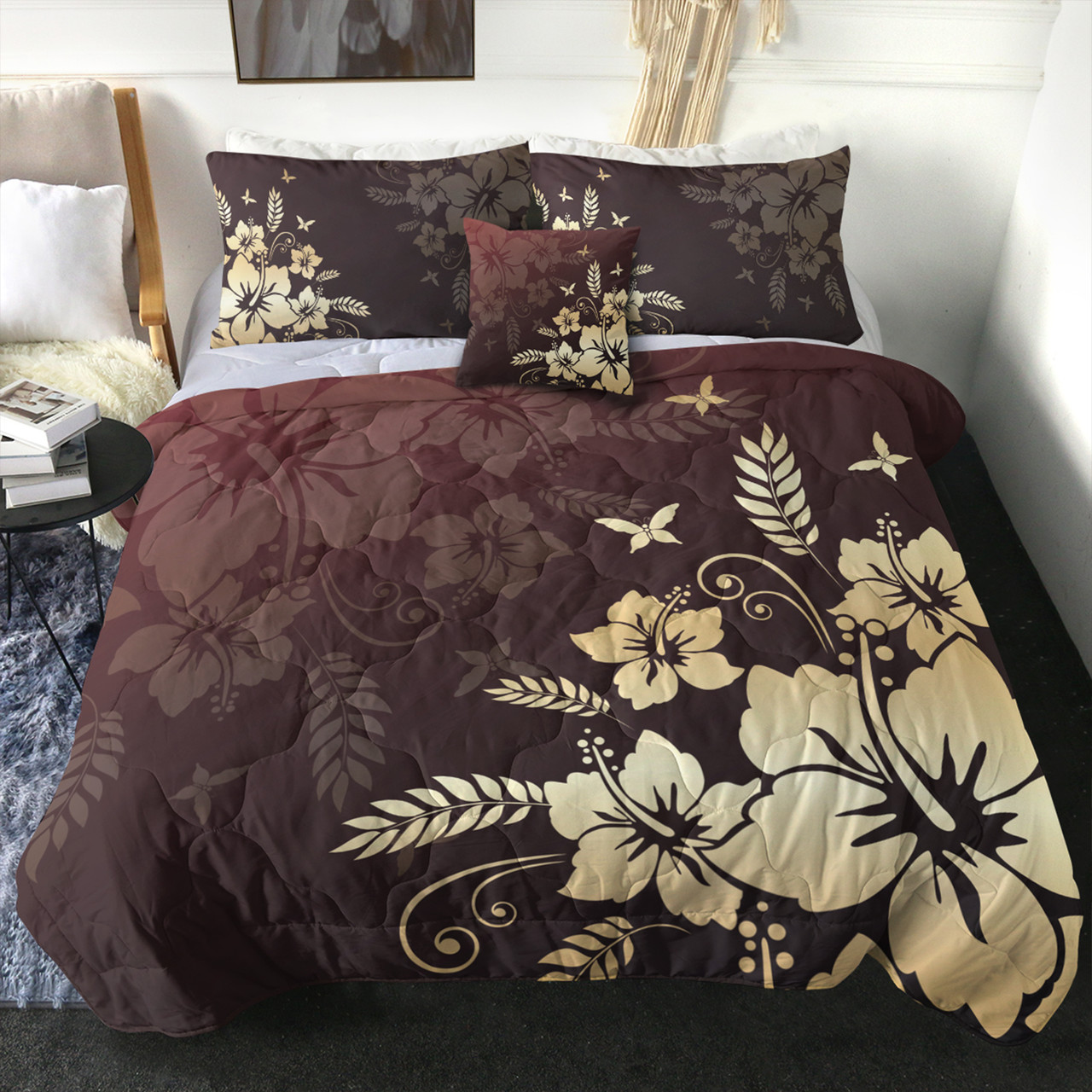 Hawaii Comforter Hibiscus Golden Royal