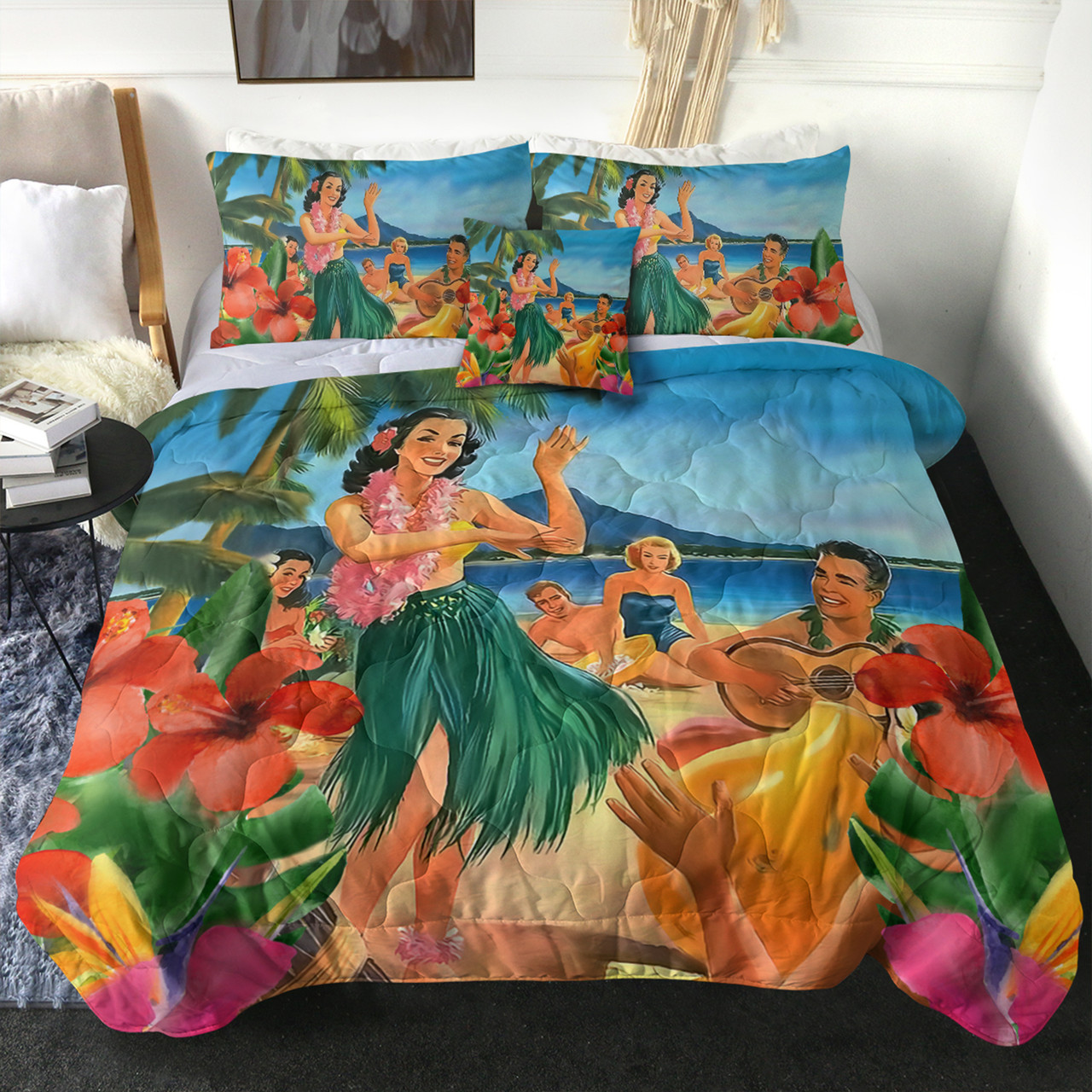 Hawaii Comforter Hula Dance On Beach