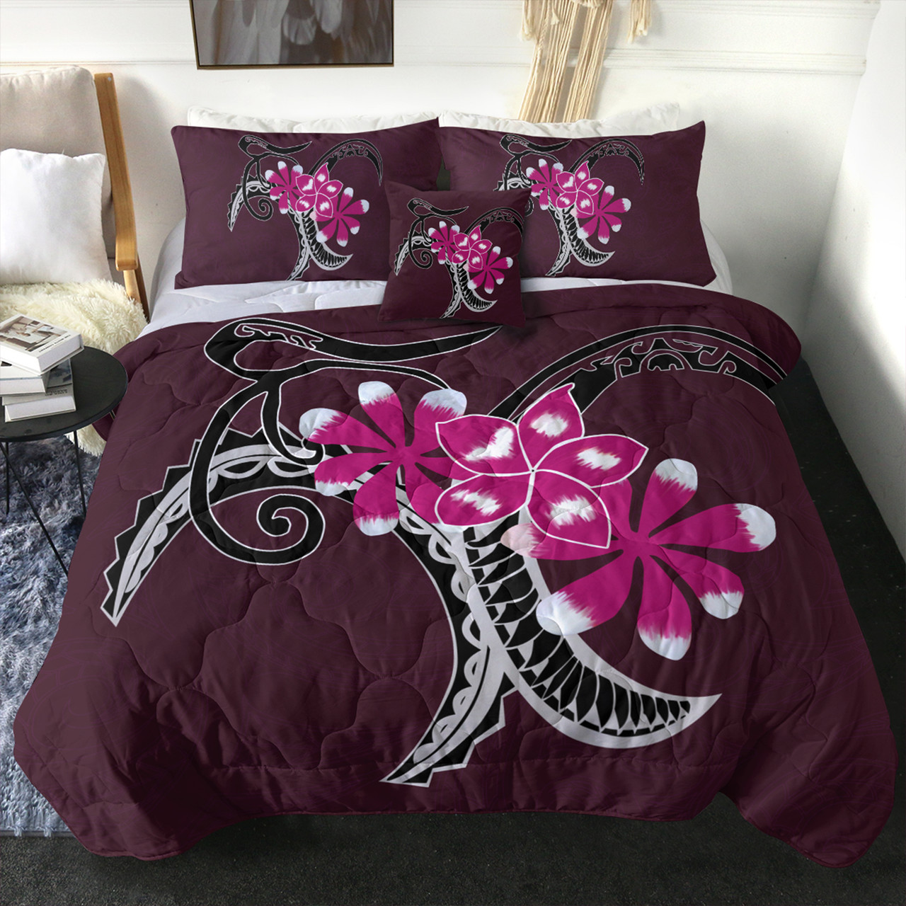 Hawaii Comforter Plumeria Polynesia Pink