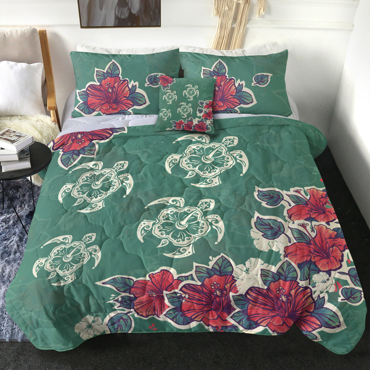 Hawaii Comforter Turtle Hibiscus Summer