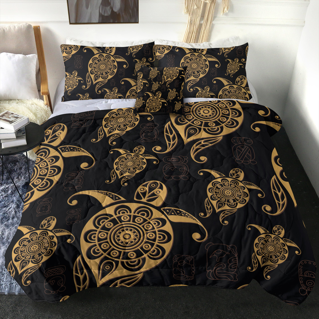 Hawaii Comforter Turtle Pattern Golden