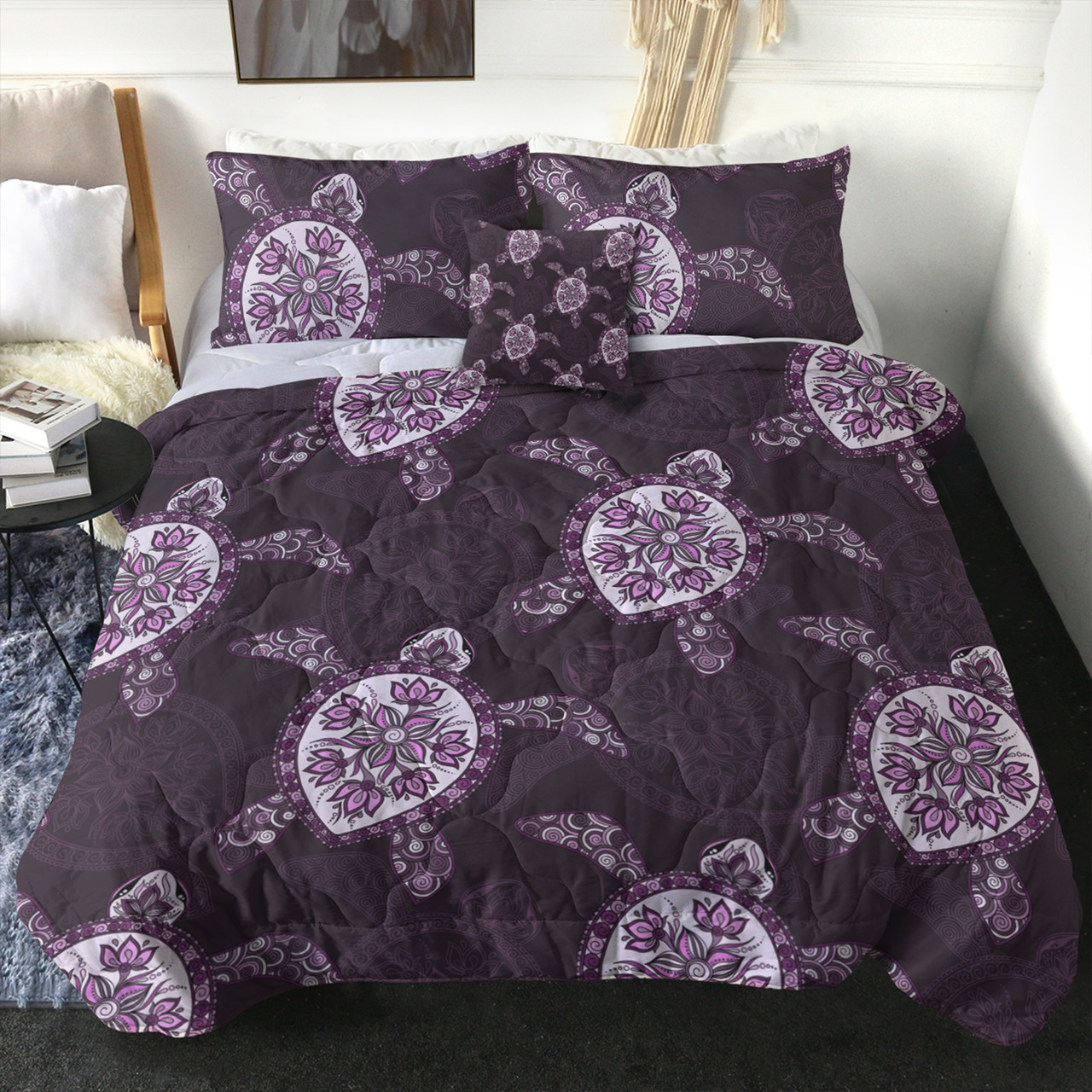 Hawaii Comforter Turtle Plumeria Violet