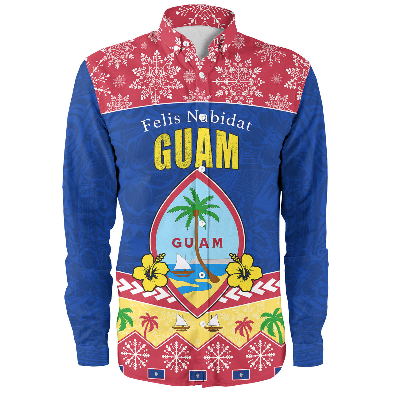 Guam Long Sleeve Shirt Felis Nabidat Polynesian Style