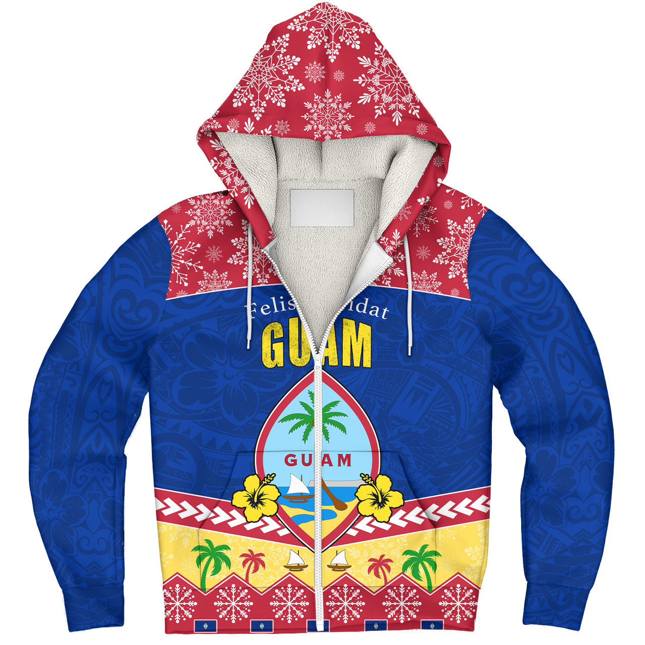 Guam Sherpa Hoodie Felis Nabidat Polynesian Style