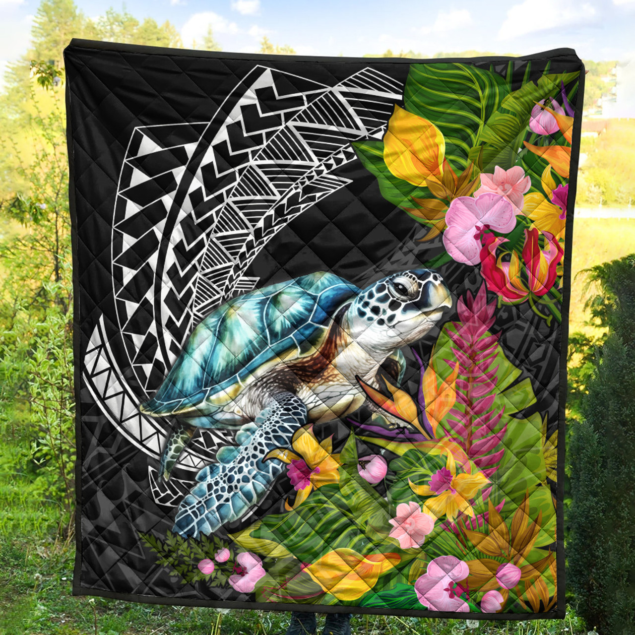 Hawaii Premium Quilt Turtle Ocean Spiral Polynesian Patterns