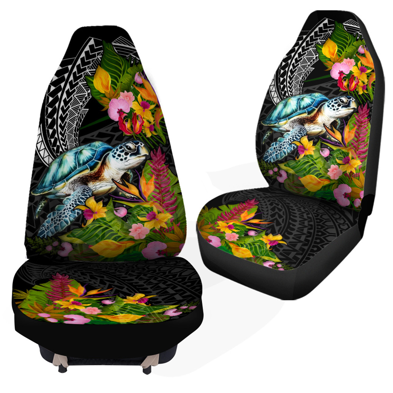 Hawaii Car Seat Covers Turtle Ocean Spiral Polynesian Patterns