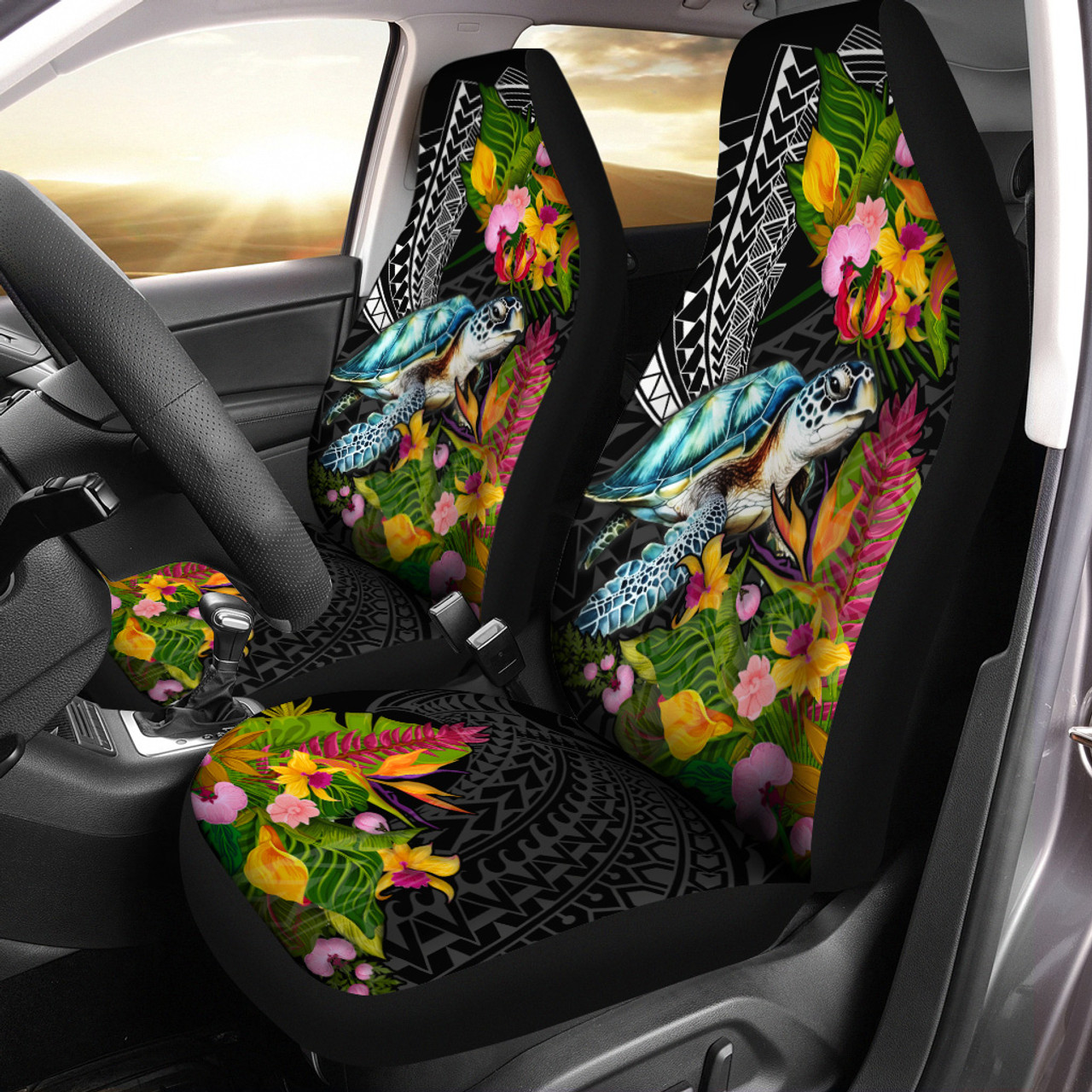 Hawaii Car Seat Covers Turtle Ocean Spiral Polynesian Patterns