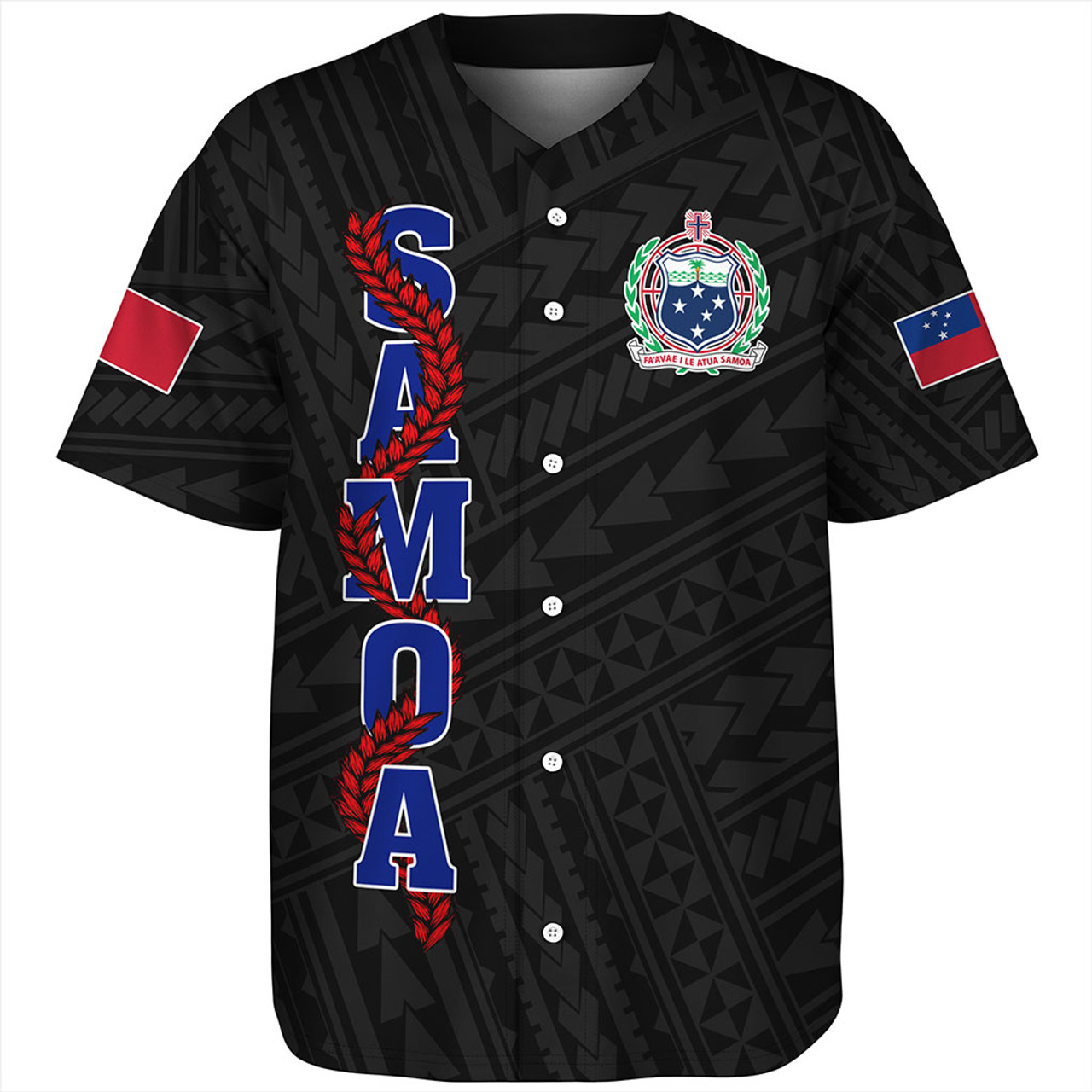 Samoa Baseball Shirt Floral Ulafala Lei