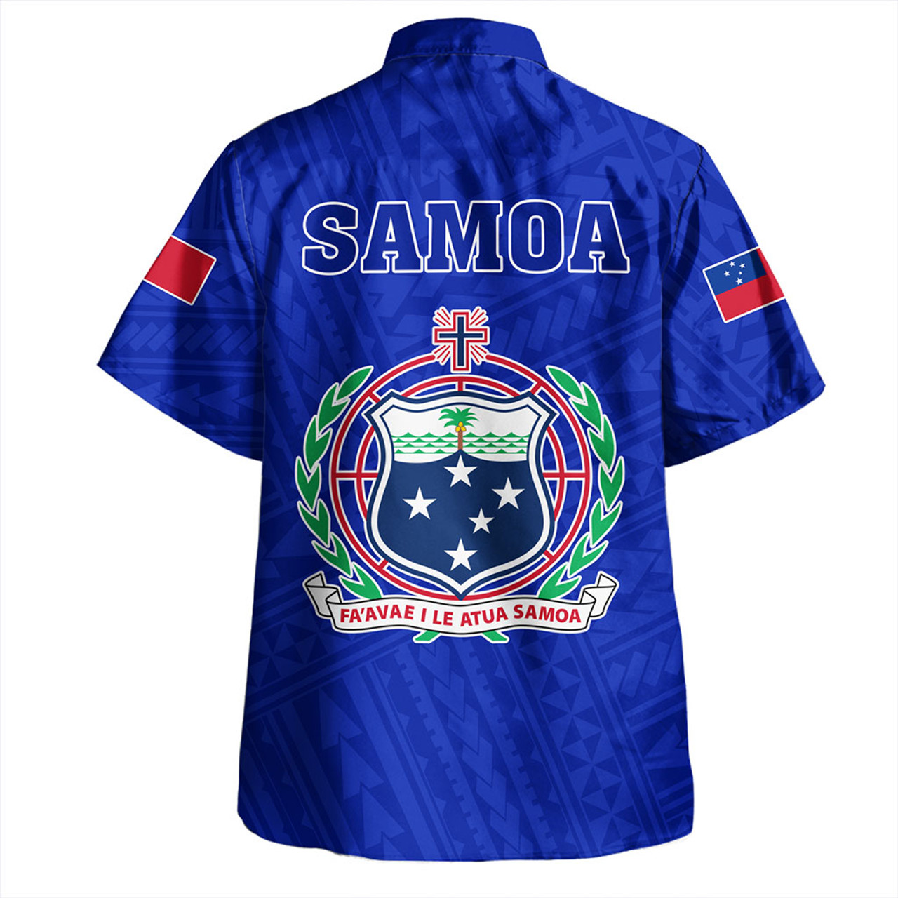 Samoa Hawaiian Shirt Floral Ulafala Lei Style Blue
