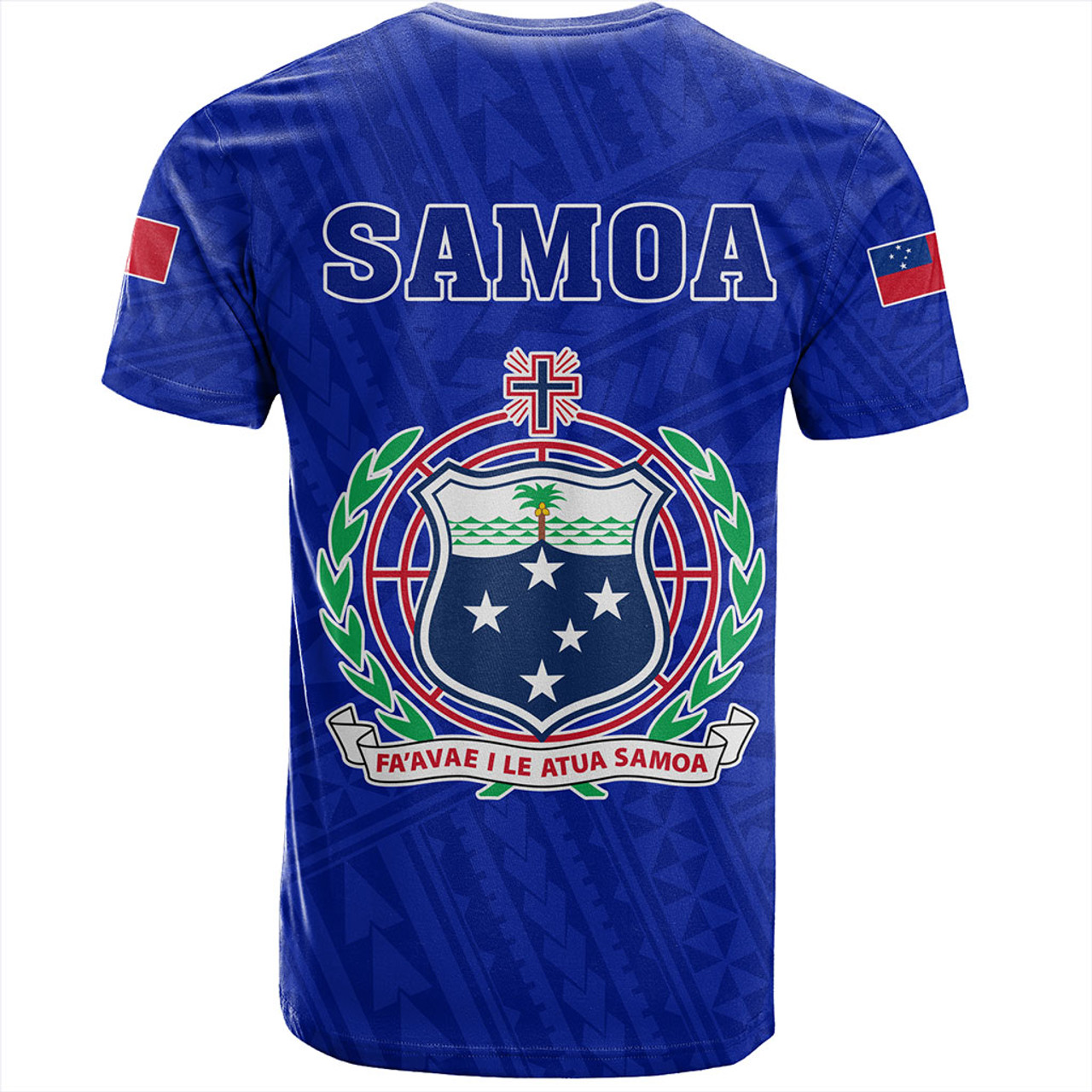 Samoa T-Shirt Floral Ulafala Lei Style Blue