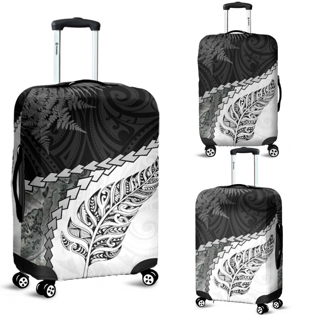 New Zealand Luggage Cover Silver Fern Maori Pattern