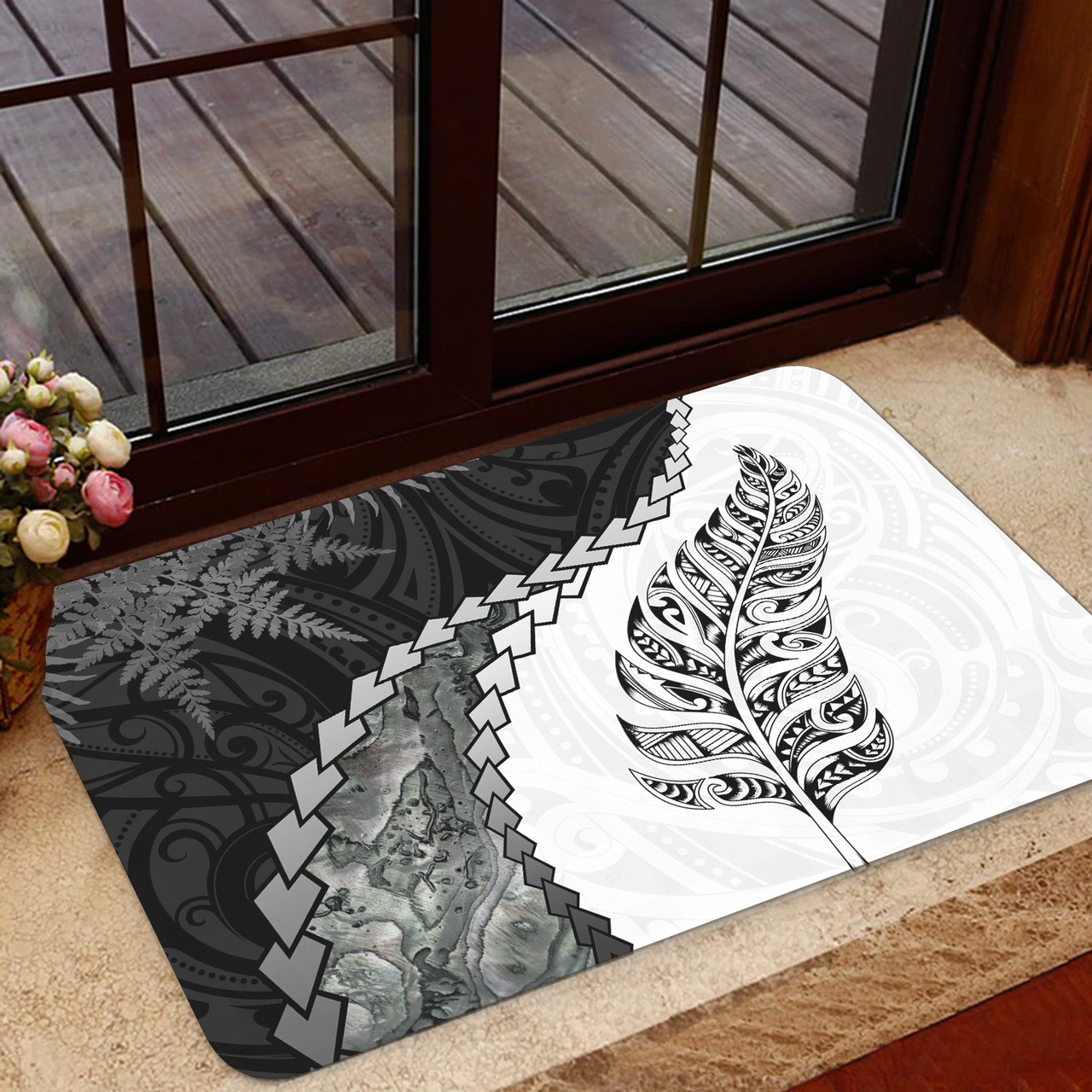 New Zealand Door Mat Silver Fern Maori Pattern