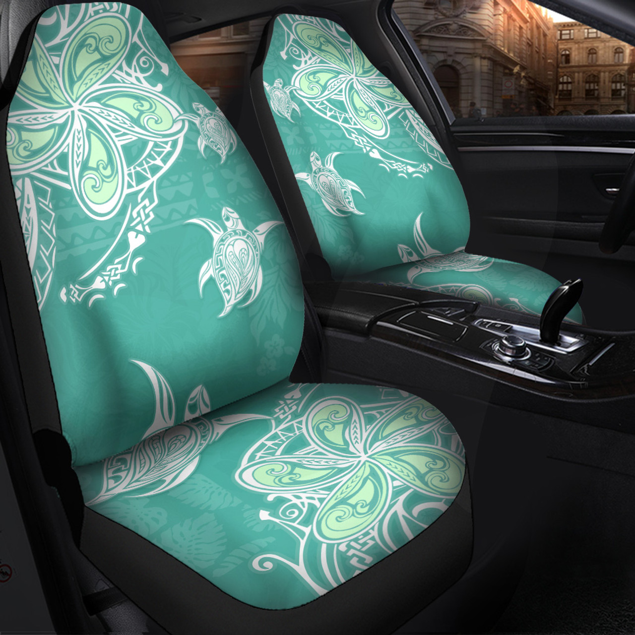 Hawaii Car Seat Covers Polynesian Pattern Plumeria Turtles