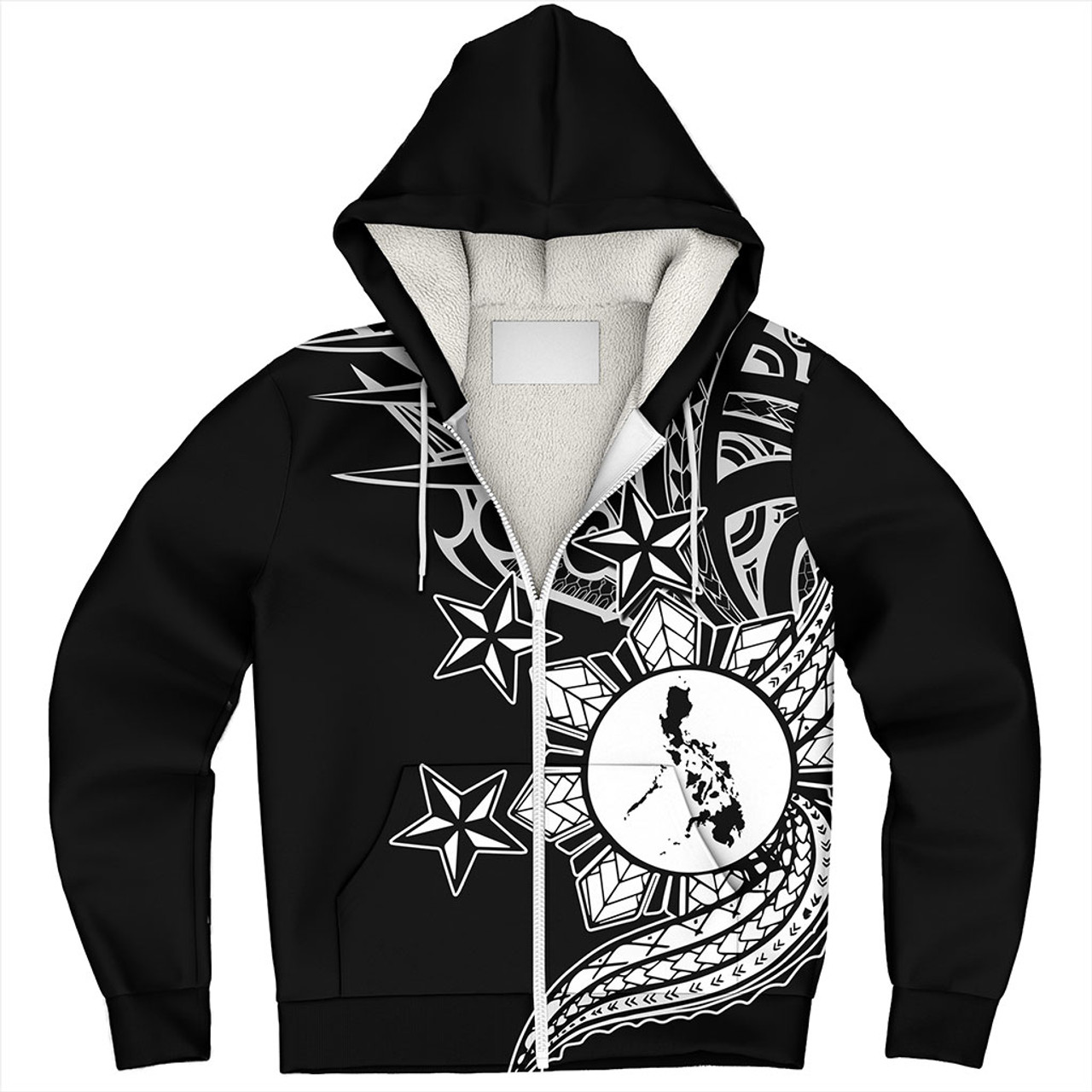Philippines Filipinos Sherpa Hoodie Traditional Tribal Tattoo Style
