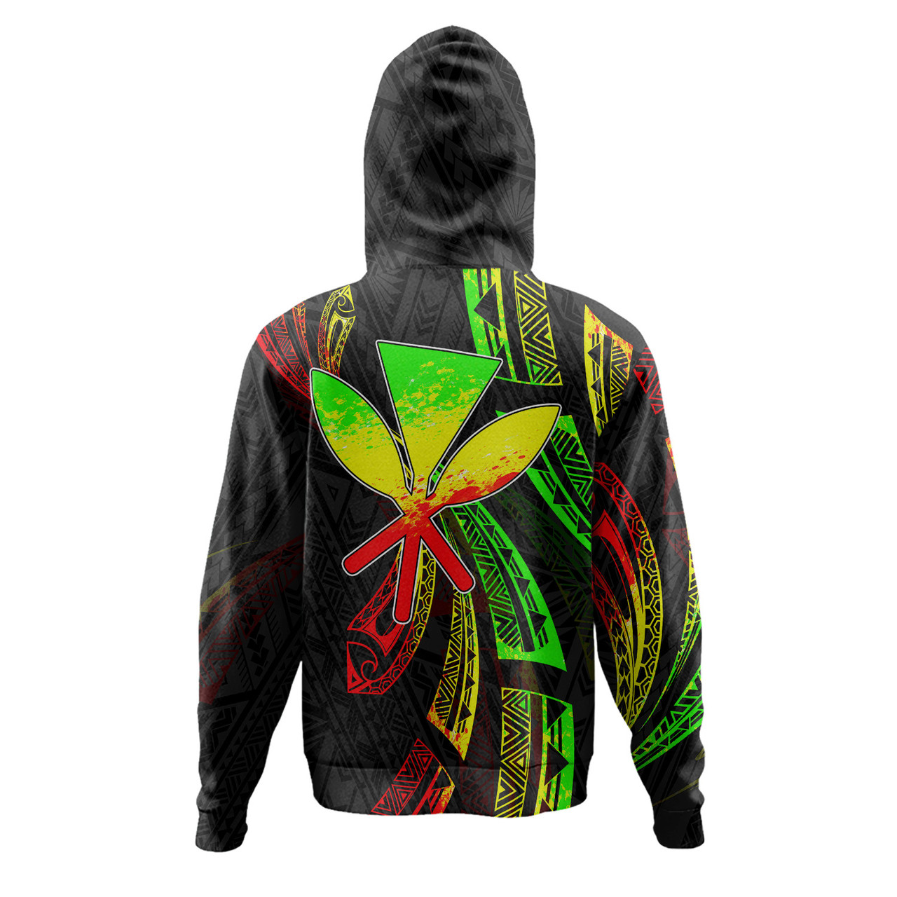 Hawaii Hoodie Kanaka Maoli Polynesian Pattern Reggae Color