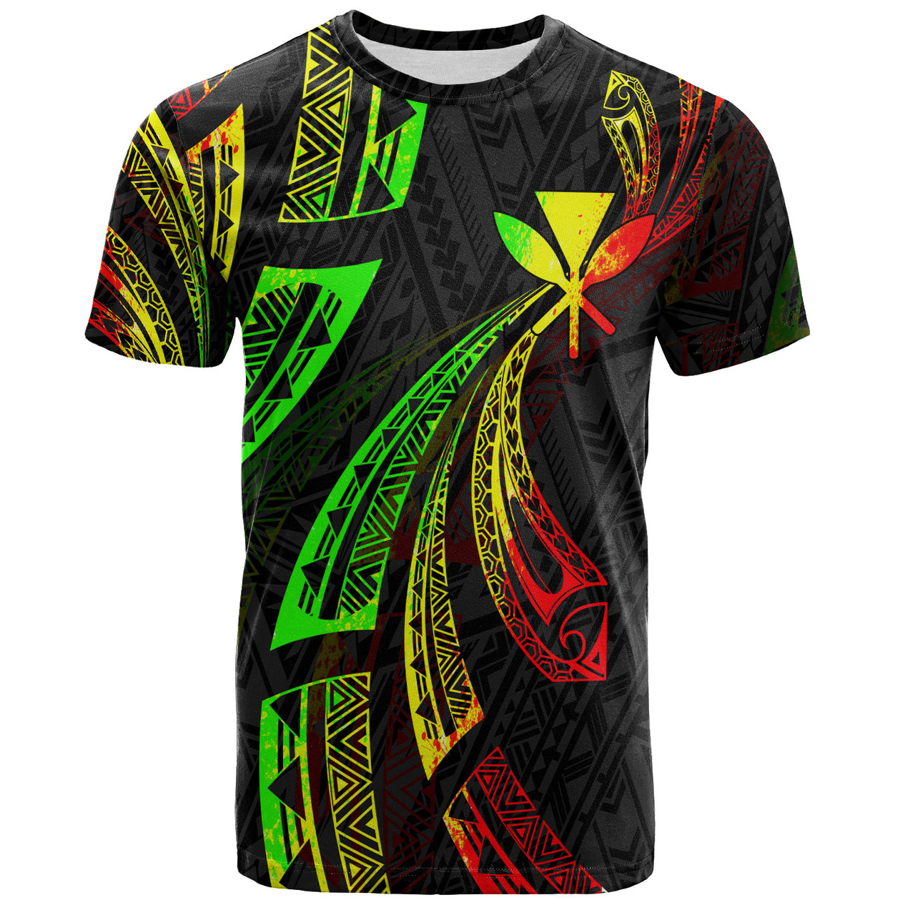 Hawaii T-Shirt Kanaka Maoli Polynesian Pattern Reggae Color