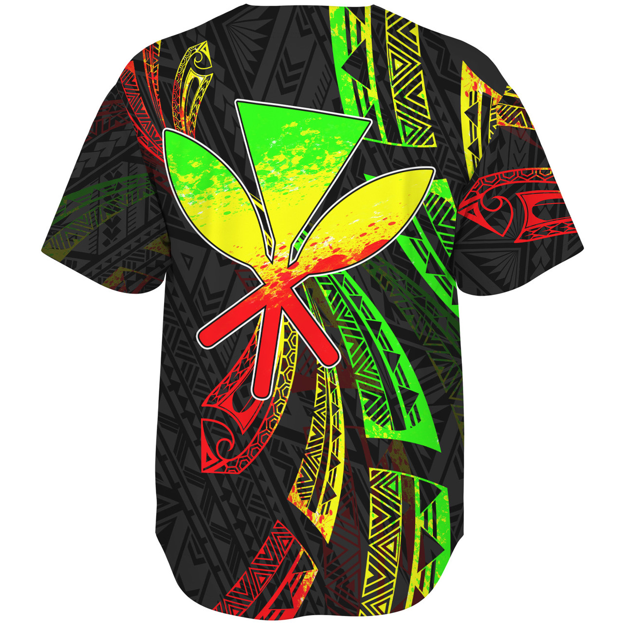 Hawaii Baseball Shirt Kanaka Maoli Polynesian Pattern Reggae Color