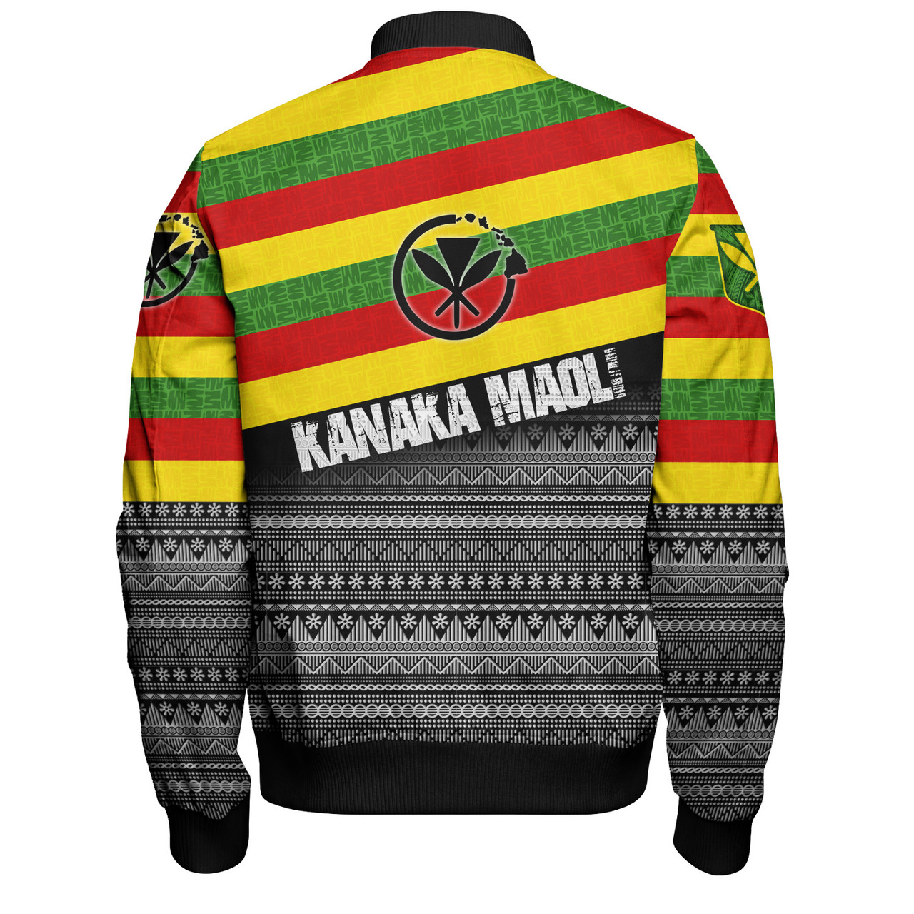 Hawaii Bomber Jacket Kanaka Maoli Flag Polynesian Tribal Patterns Grunge Style