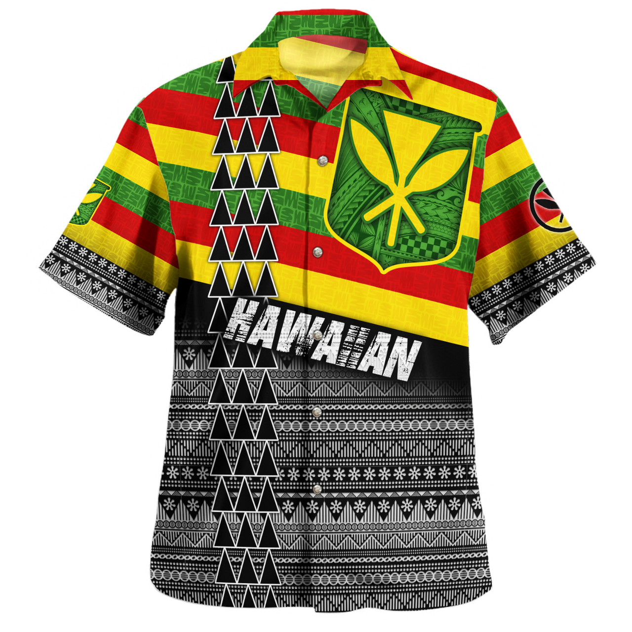 Hawaii Hawaiian Shirt Kanaka Maoli Flag Polynesian Tribal Patterns Grunge Style