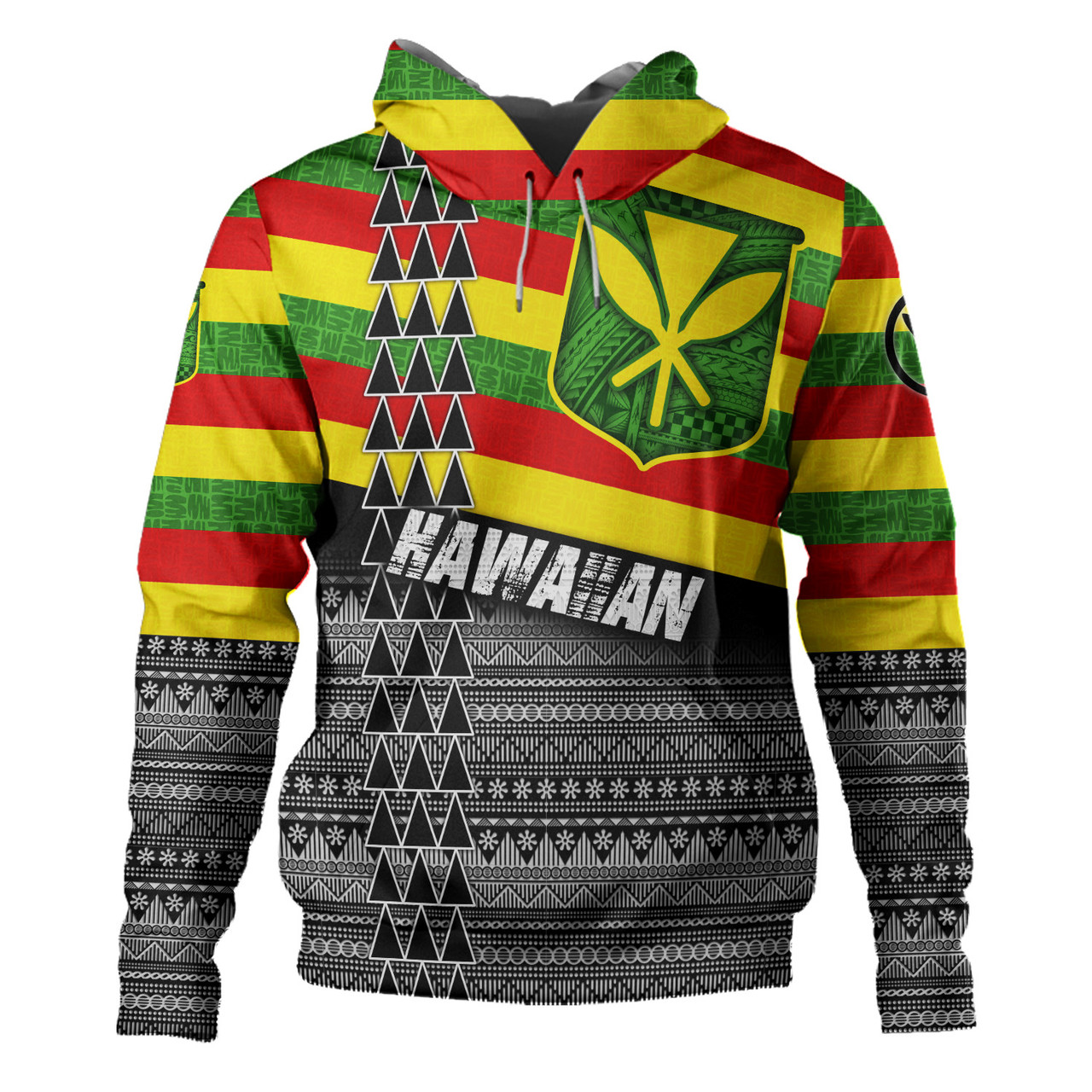 Hawaii Hoodie Kanaka Maoli Flag Polynesian Tribal Patterns Grunge Style