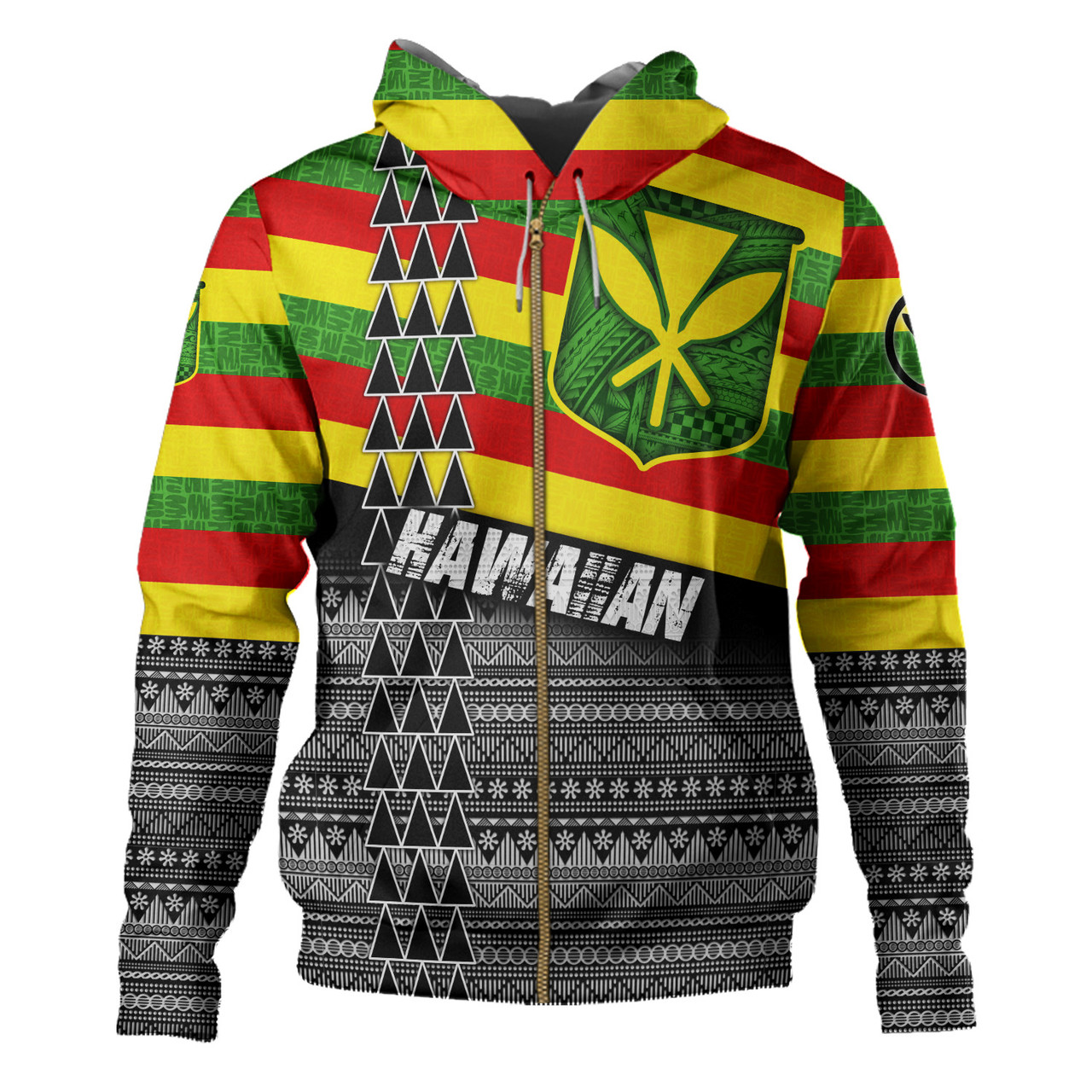 Hawaii Hoodie Kanaka Maoli Flag Polynesian Tribal Patterns Grunge Style