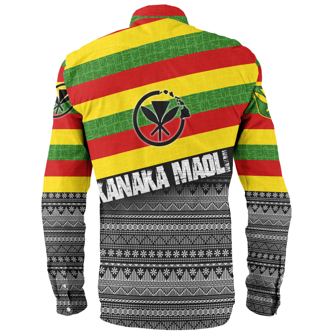 Hawaii Long Sleeve Shirt Kanaka Maoli Flag Polynesian Tribal Patterns Grunge Style