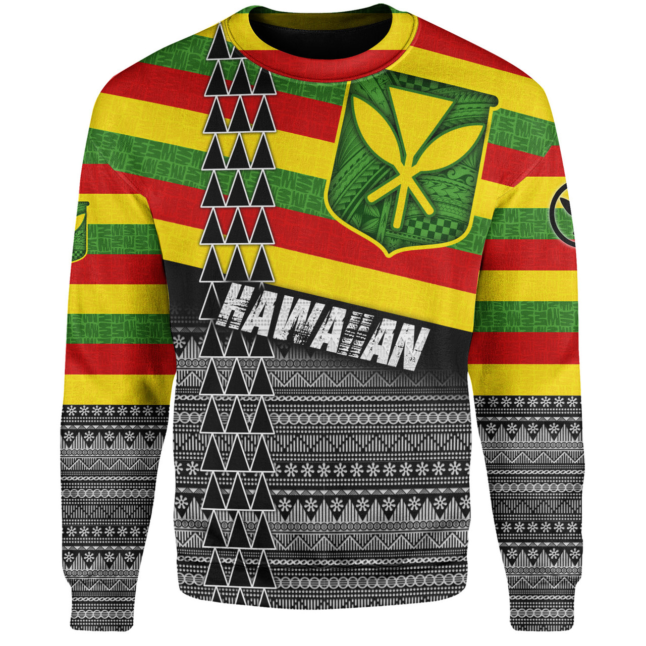 Hawaii Sweatshirt Kanaka Maoli Flag Polynesian Tribal Patterns Grunge Style