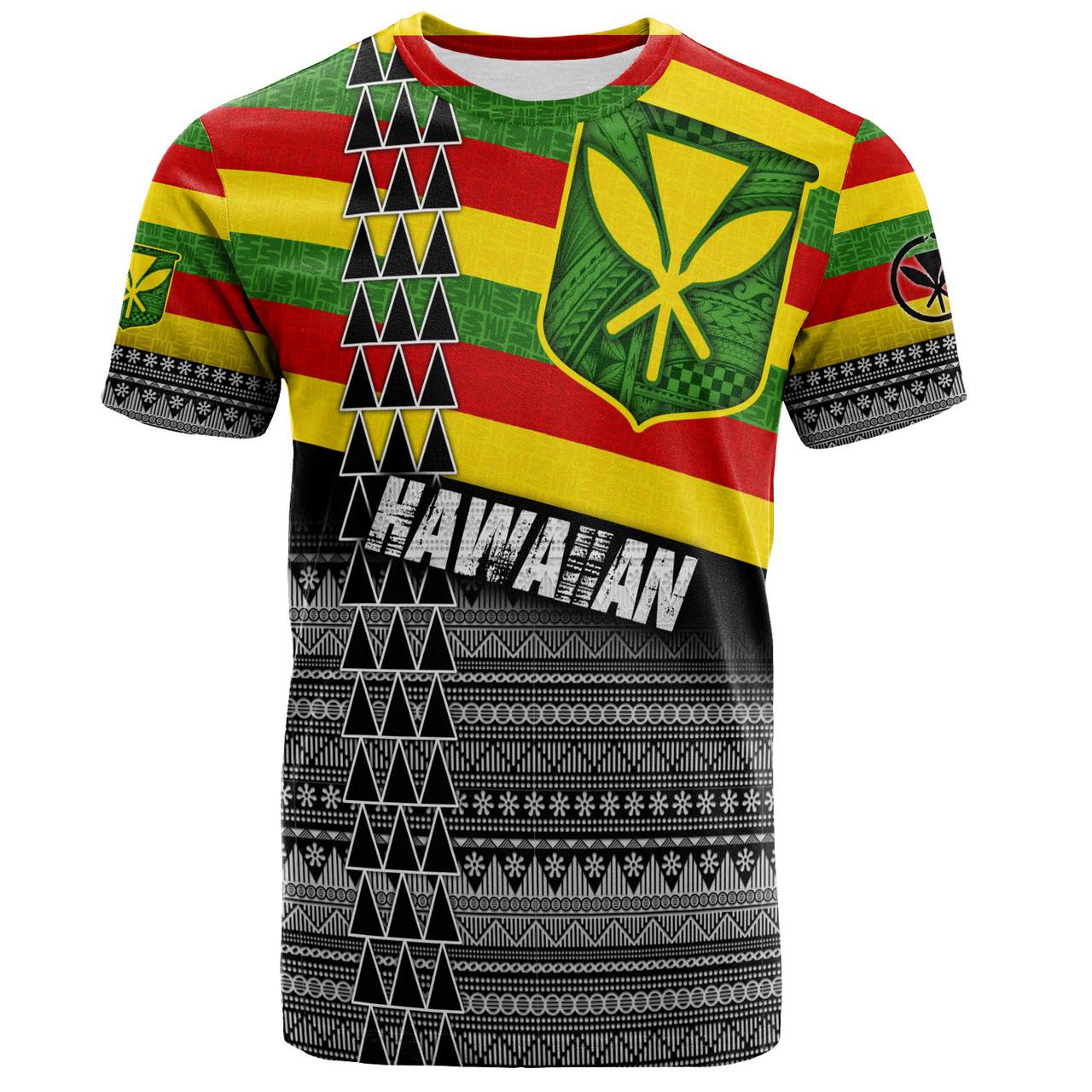 Hawaii T-Shirt Kanaka Maoli Flag Polynesian Tribal Patterns Grunge Style