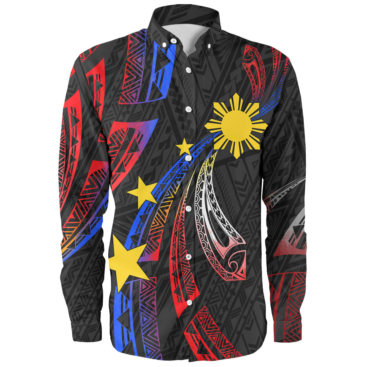 Philippines Filipinos Long Sleeve Shirt Tribal Pattern Filipinos Sun