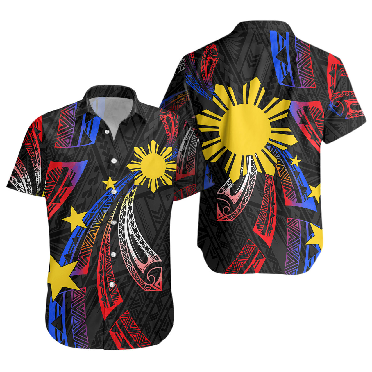 Philippines Filipinos Short Sleeve Shirt Tribal Pattern Filipinos Sun