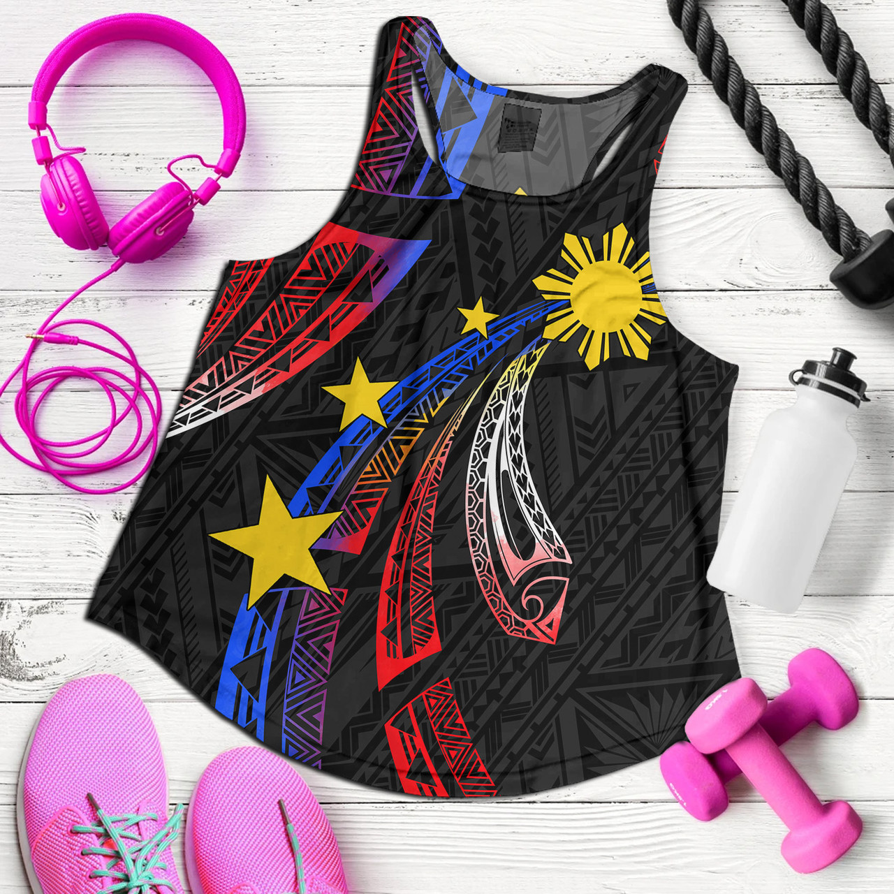 Philippines Filipinos Women Tank Tribal Pattern Filipinos Sun