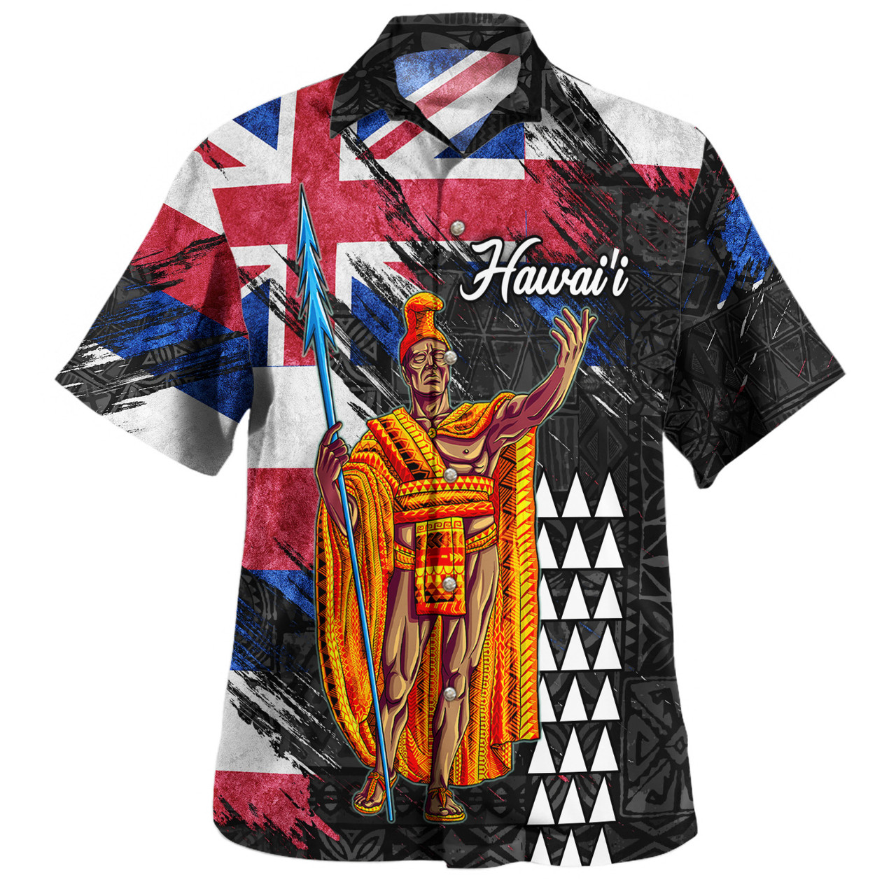 Hawaii Hawaiian Shirt Hawaii King Grunge Style Color Flag Style