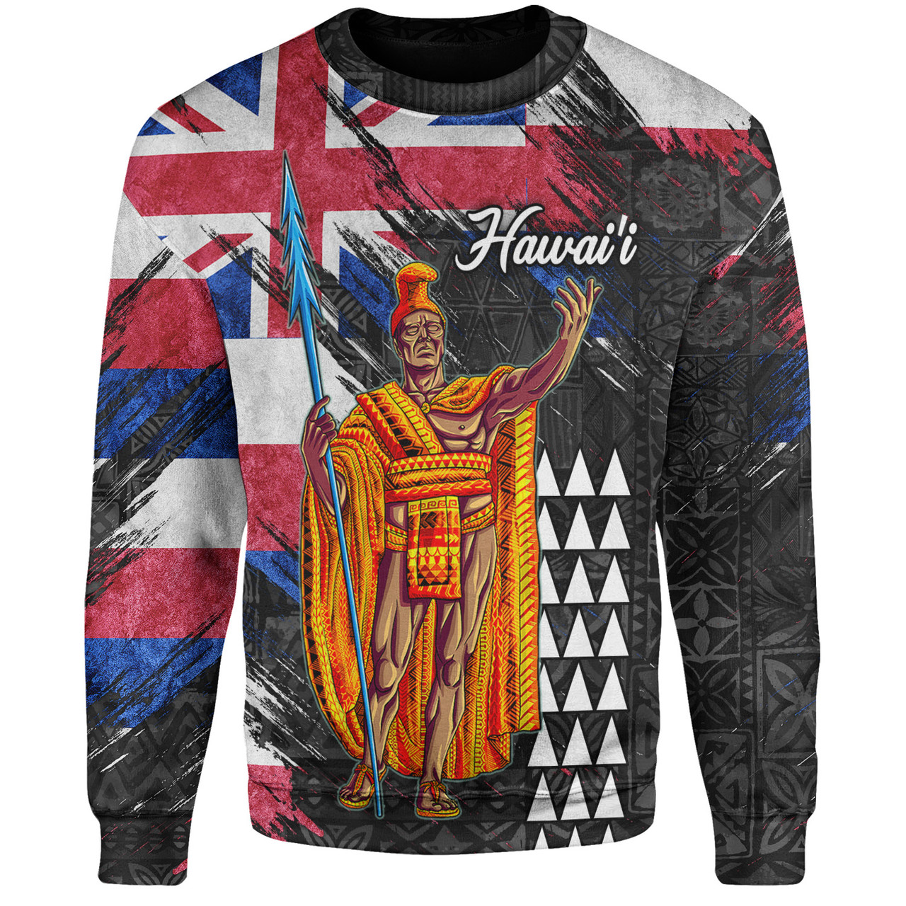 Hawaii Sweatshirt  Hawaii King Grunge Style Color Flag Style