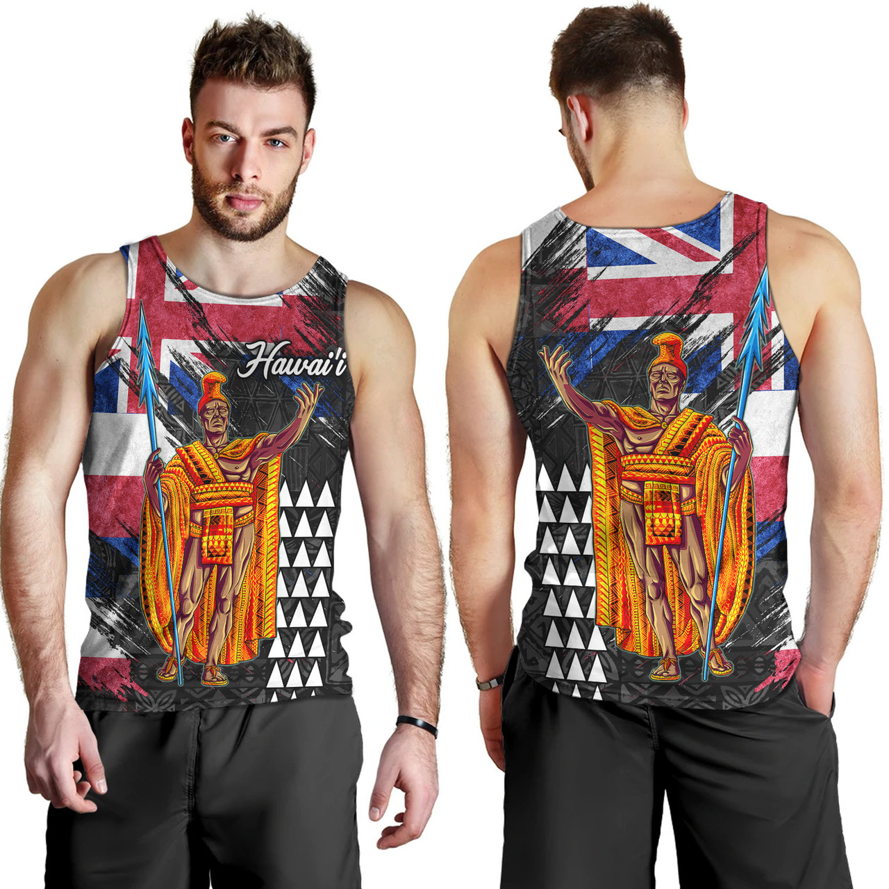 Hawaii Tank Top Hawaii King Grunge Style Color Flag Style