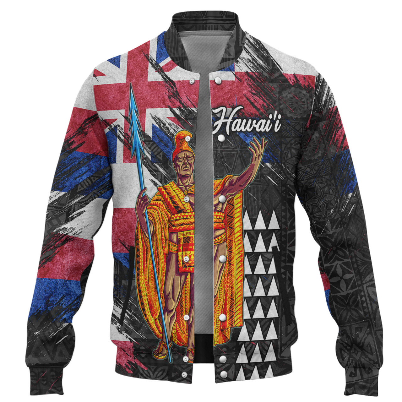 Hawaii Baseball Jacket  Hawaii King Grunge Style Color Flag Style