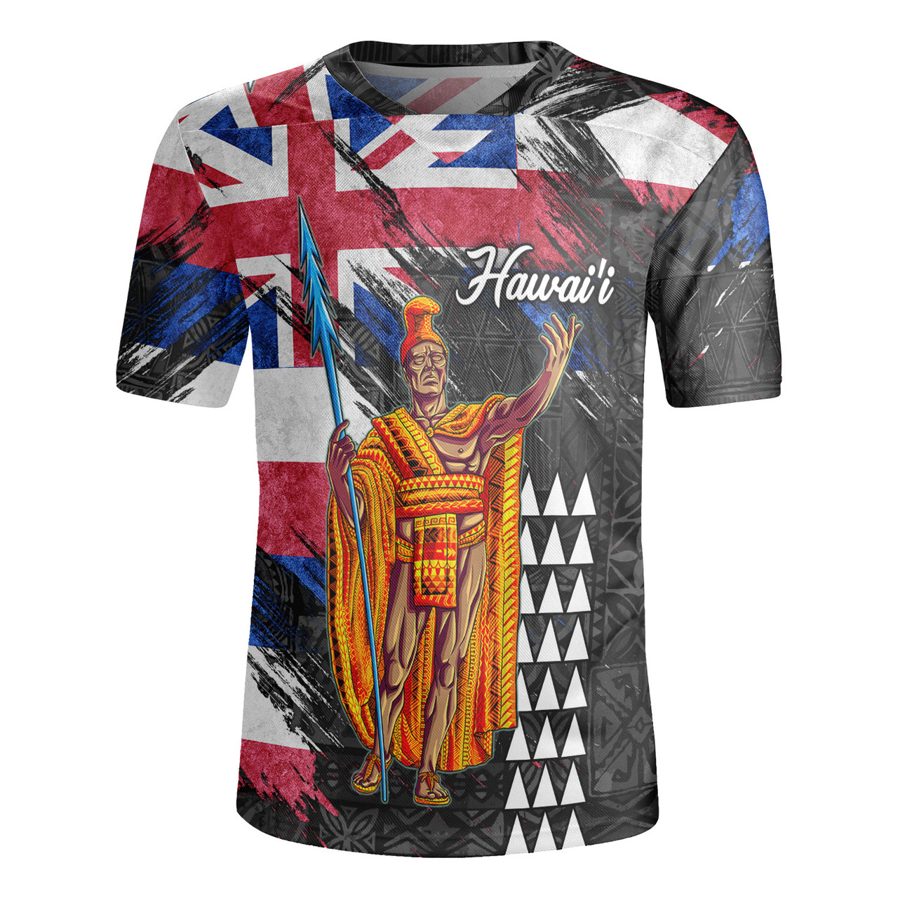 Hawaii Rugby Jersey  Hawaii King Grunge Style Color Flag Style