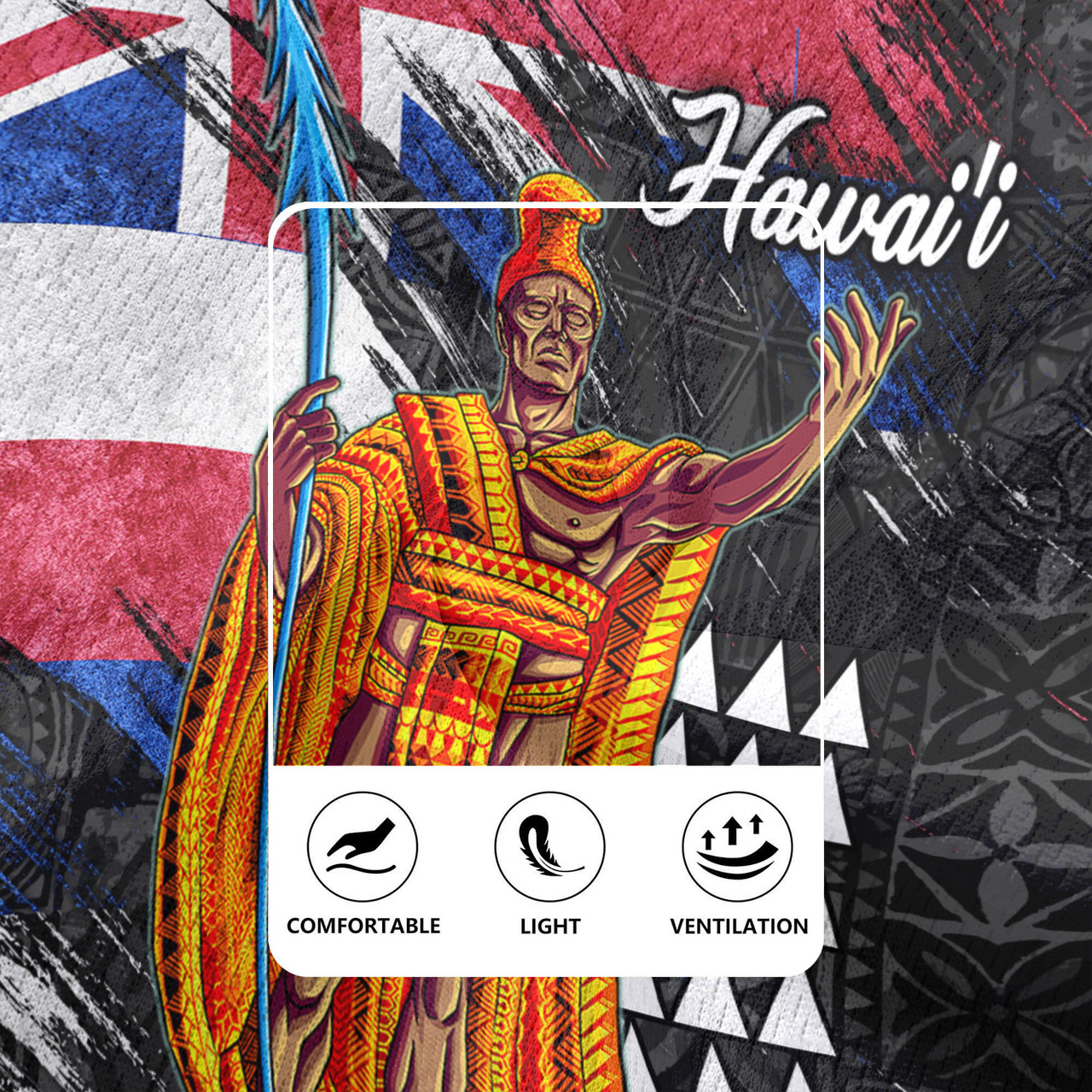 Hawaii Rugby Jersey  Hawaii King Grunge Style Color Flag Style