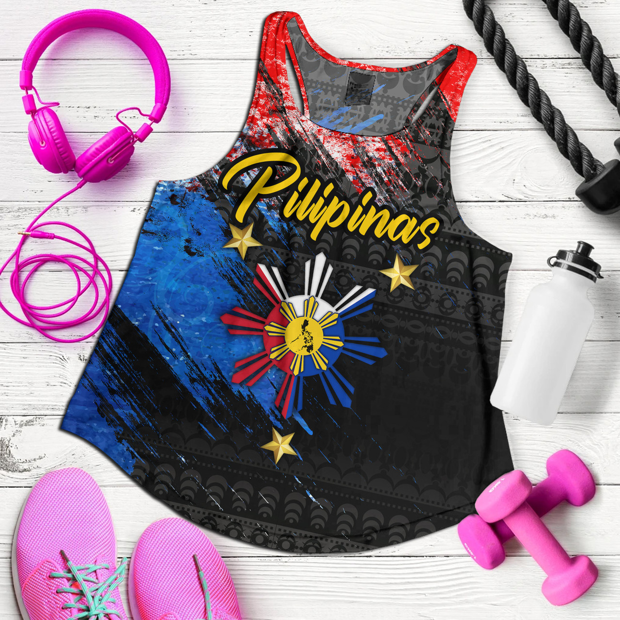 Philippines Filipinos Women Tank Pilipinas Sun Grunge Style