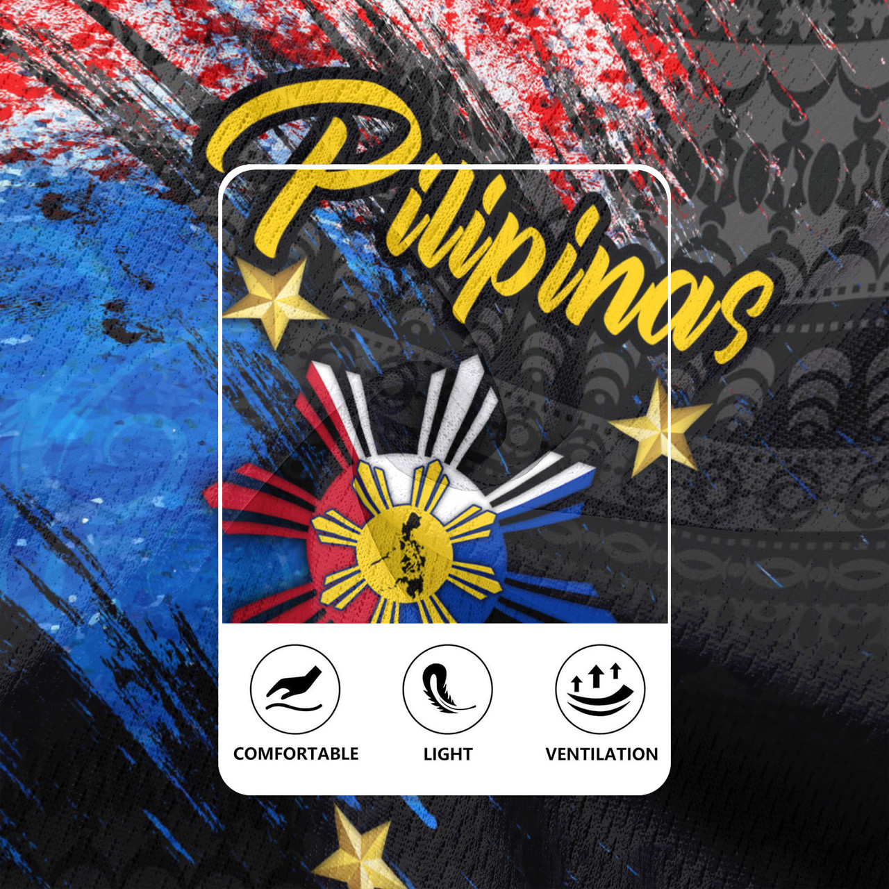 Philippines Filipinos Rugby Jersey Pilipinas Sun Grunge Style