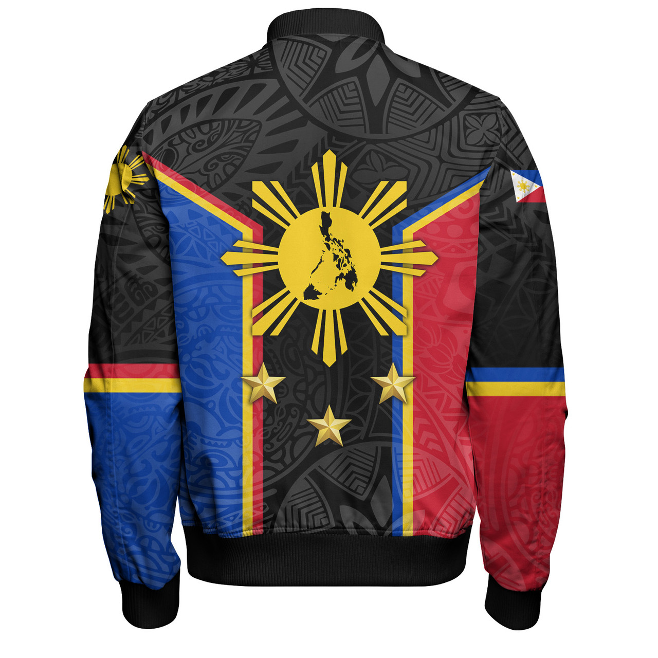 Philippines Filipinos Bomber Jacket Philippines Sun Tribal Pattern Style