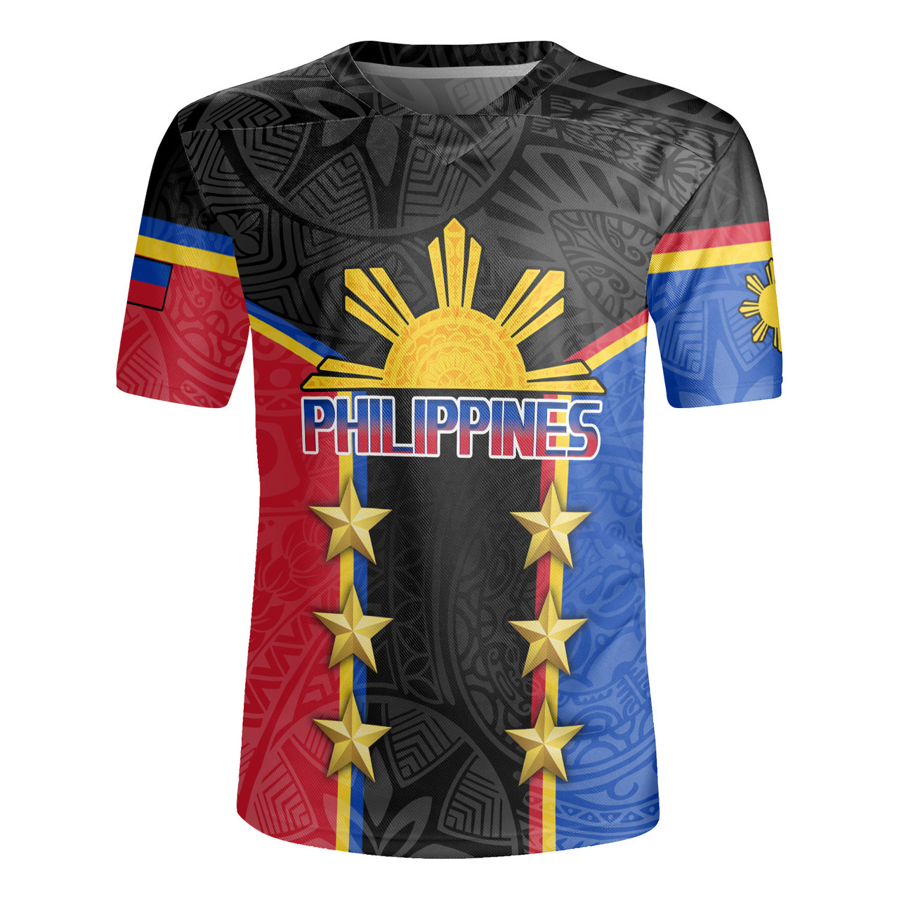 Philippines Filipinos Rugby Jersey Philippines Sun Tribal Pattern Style