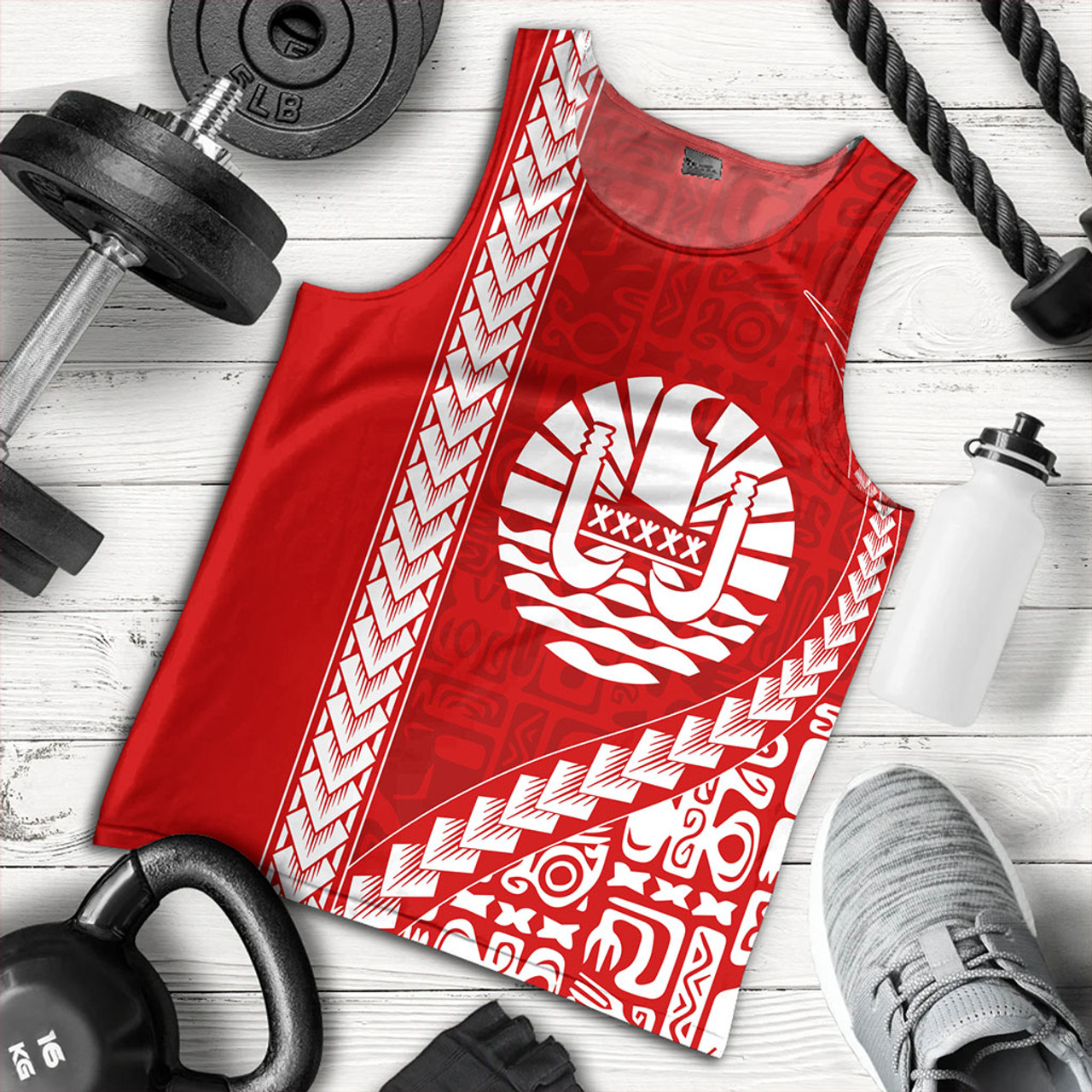 Tahiti Tank Top Tribal Fabric And Coat Of Arms