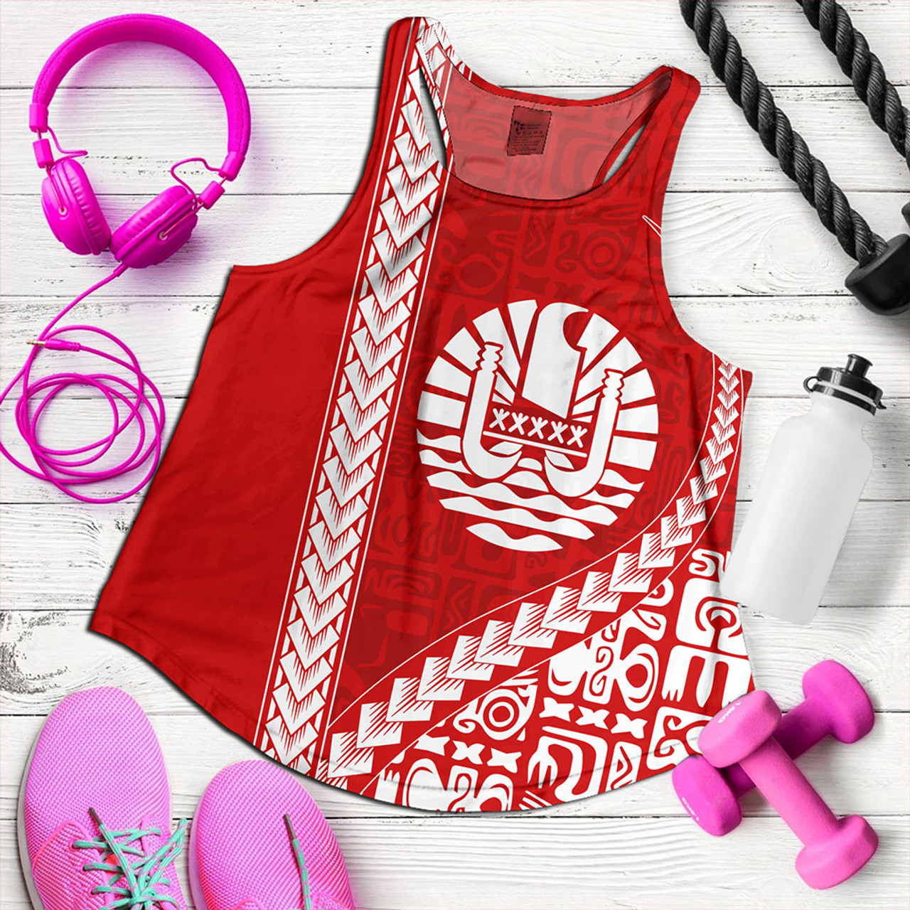 Tahiti Women Tank Tribal Fabric And Coat Of Arms