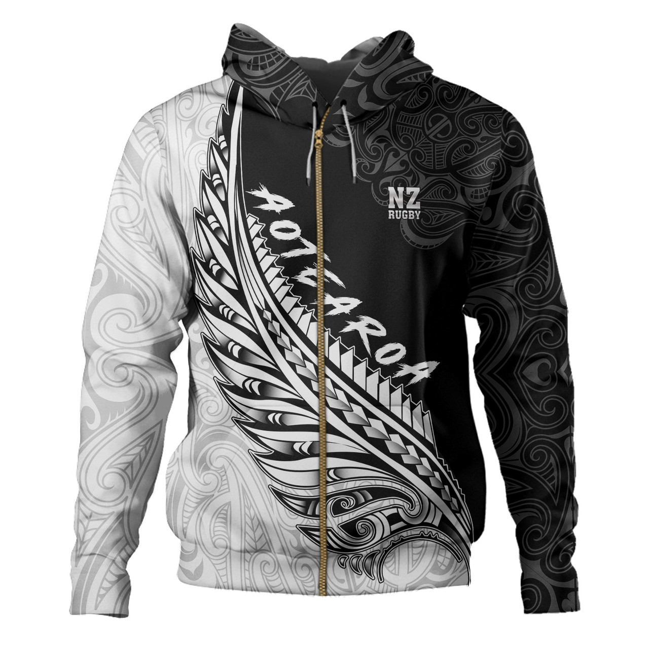 New Zealand Hoodie Maori Silver Fern Rugby Vibe