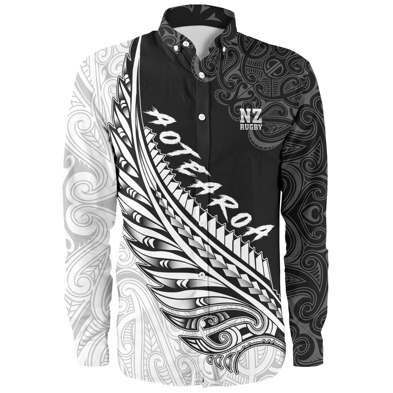 New Zealand Long Sleeve Shirt Maori Silver Fern Rugby Vibe
